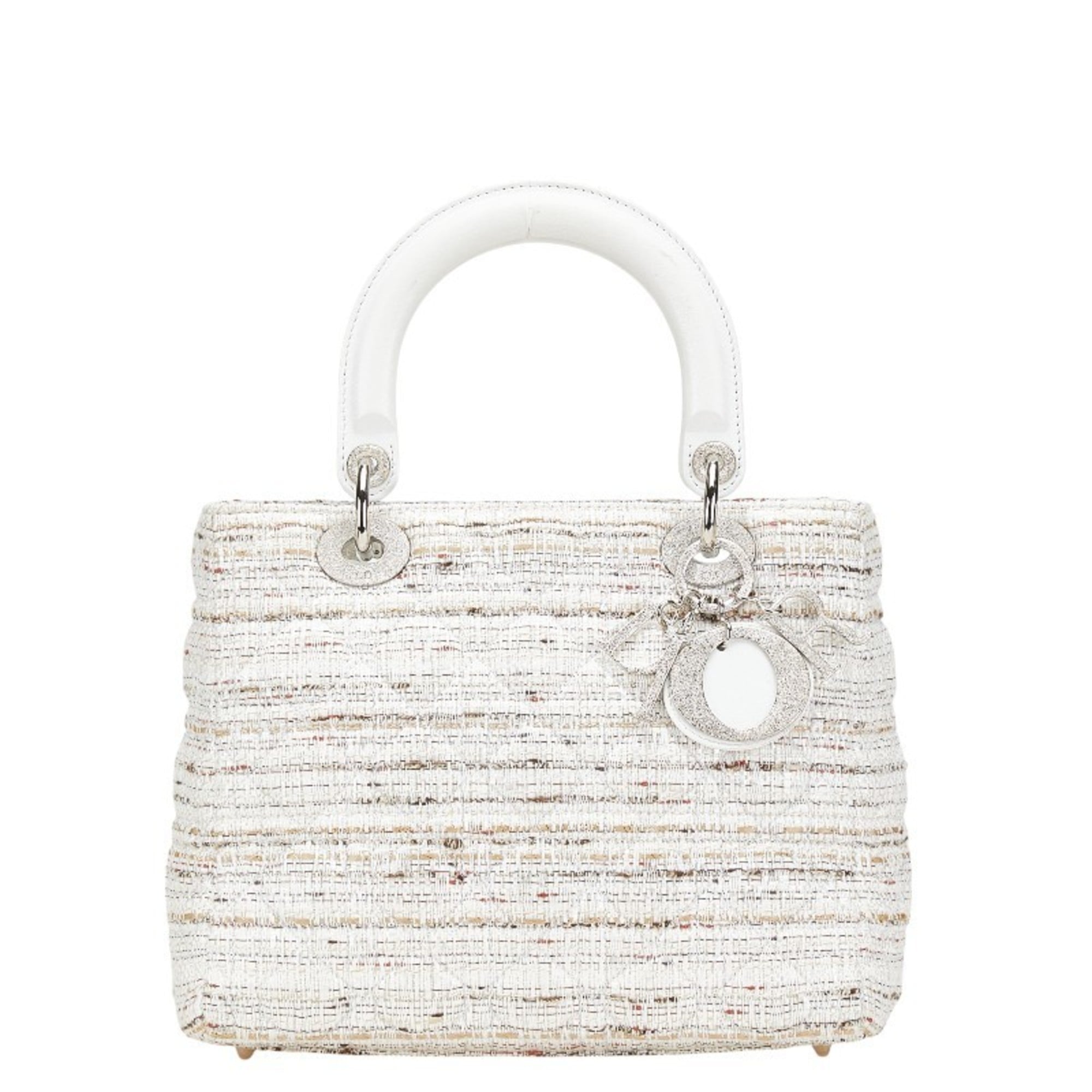 Christian Dior Multi-Color White Canvas Leather Handbag (Pre-Owned)