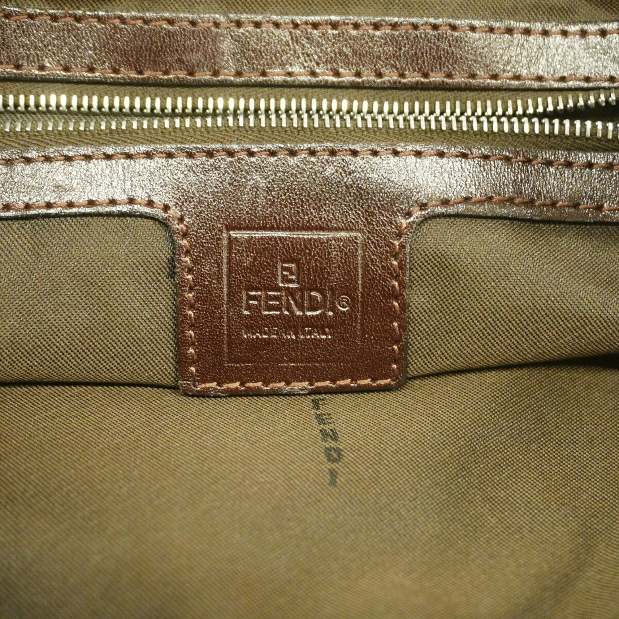 Fendi Brown Nylon Canvas Handbag (Pre-Owned)