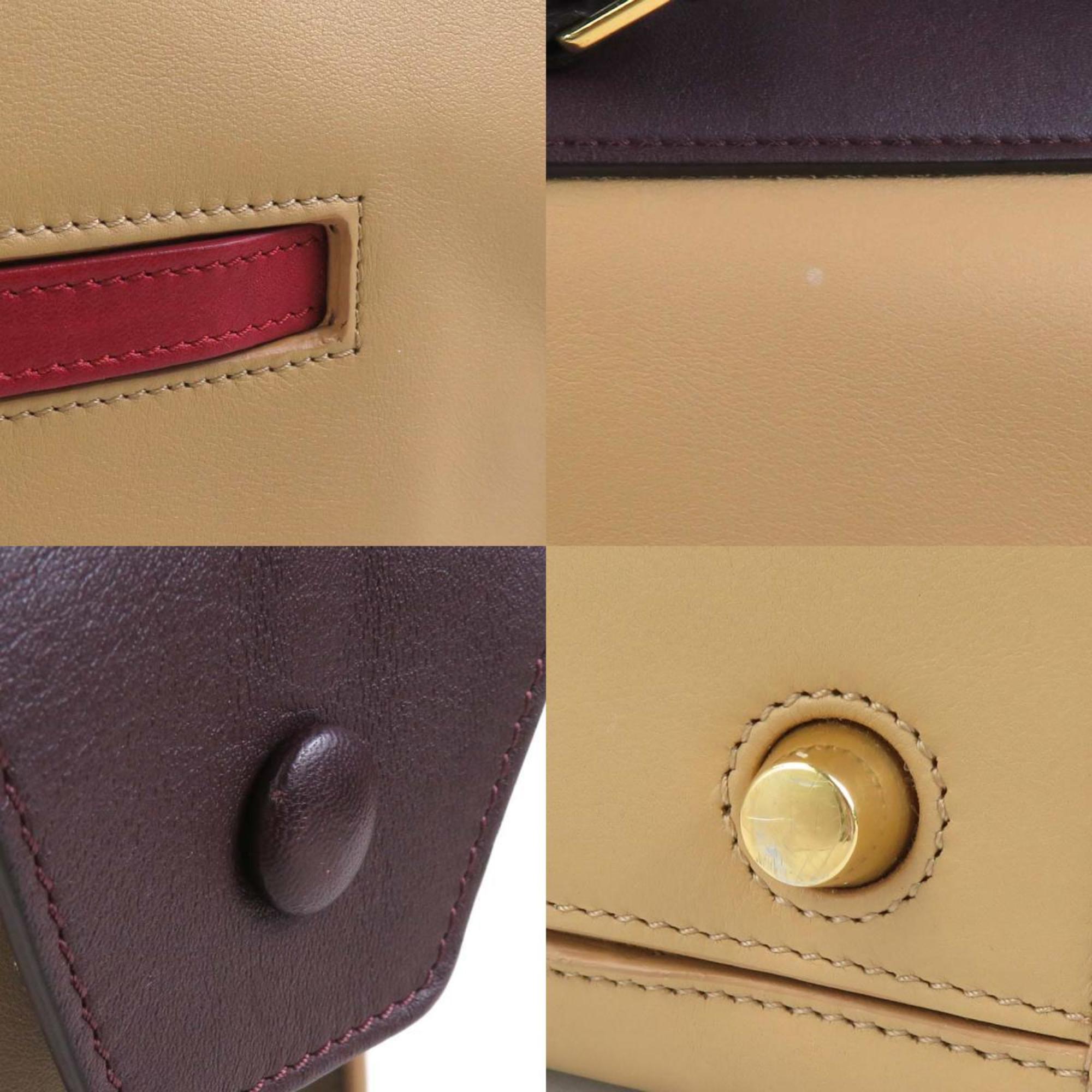 Celine Beige Wine Leather Handbag (Pre-Owned)