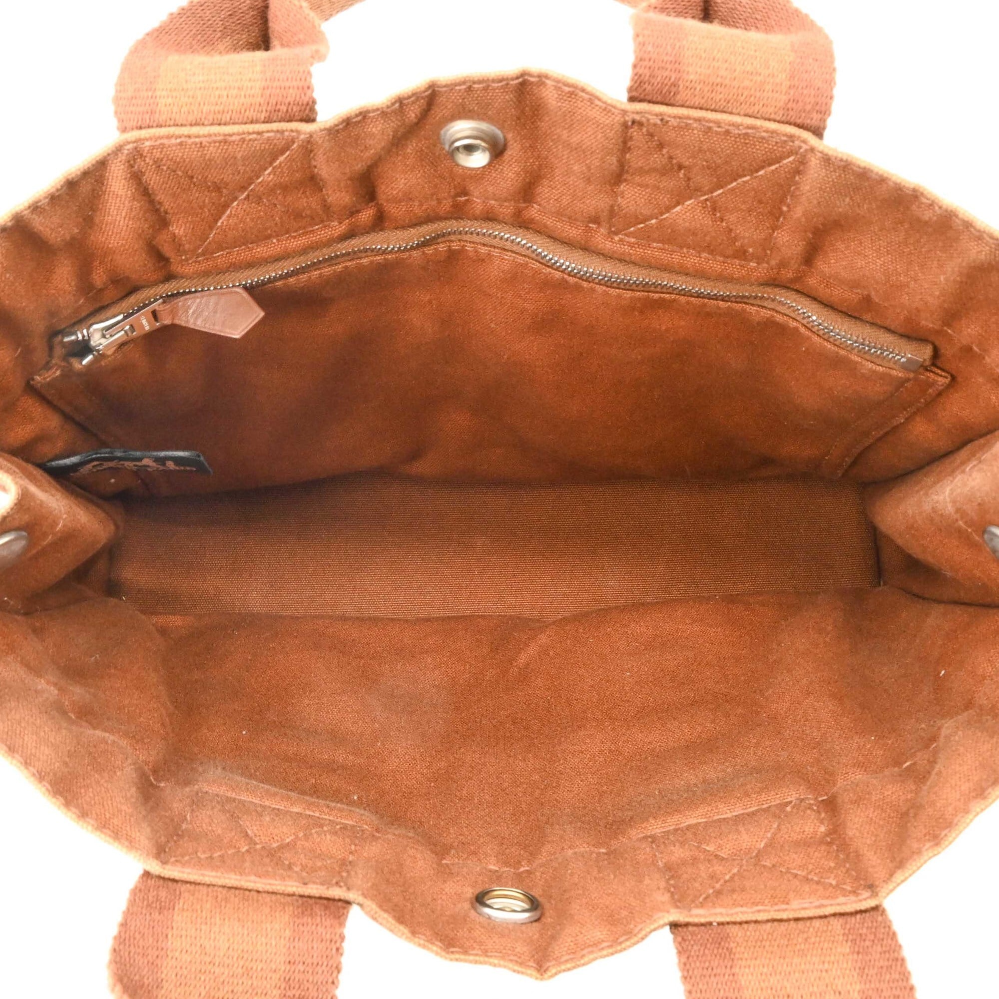 Hermes Fourre Tout Brown Canvas Leather Handbag (Pre-Owned)