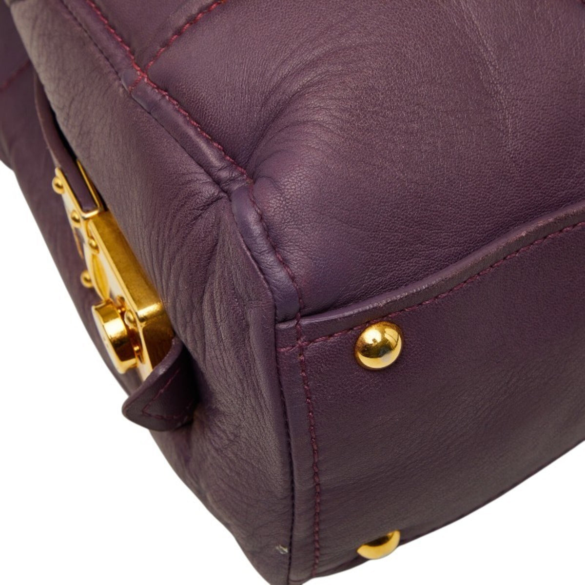 Miu Miu Purple Leather Boston Bag Handbag (Pre-Owned)