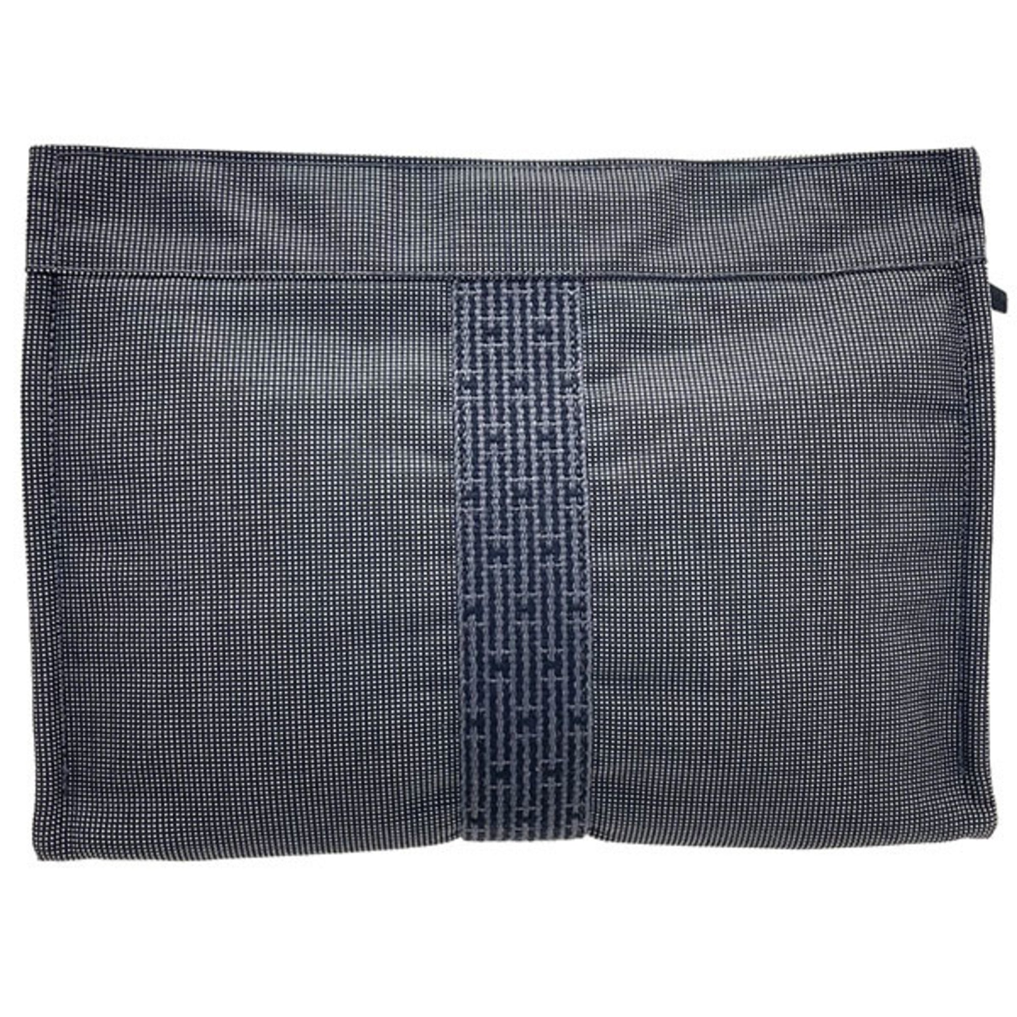 Hermes Gray Nylon Canvas Pouch (Pre-Owned)
