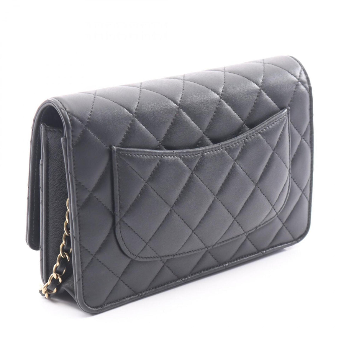 Chanel Black Leather Handbag Shoulder Bag (Pre-Owned)