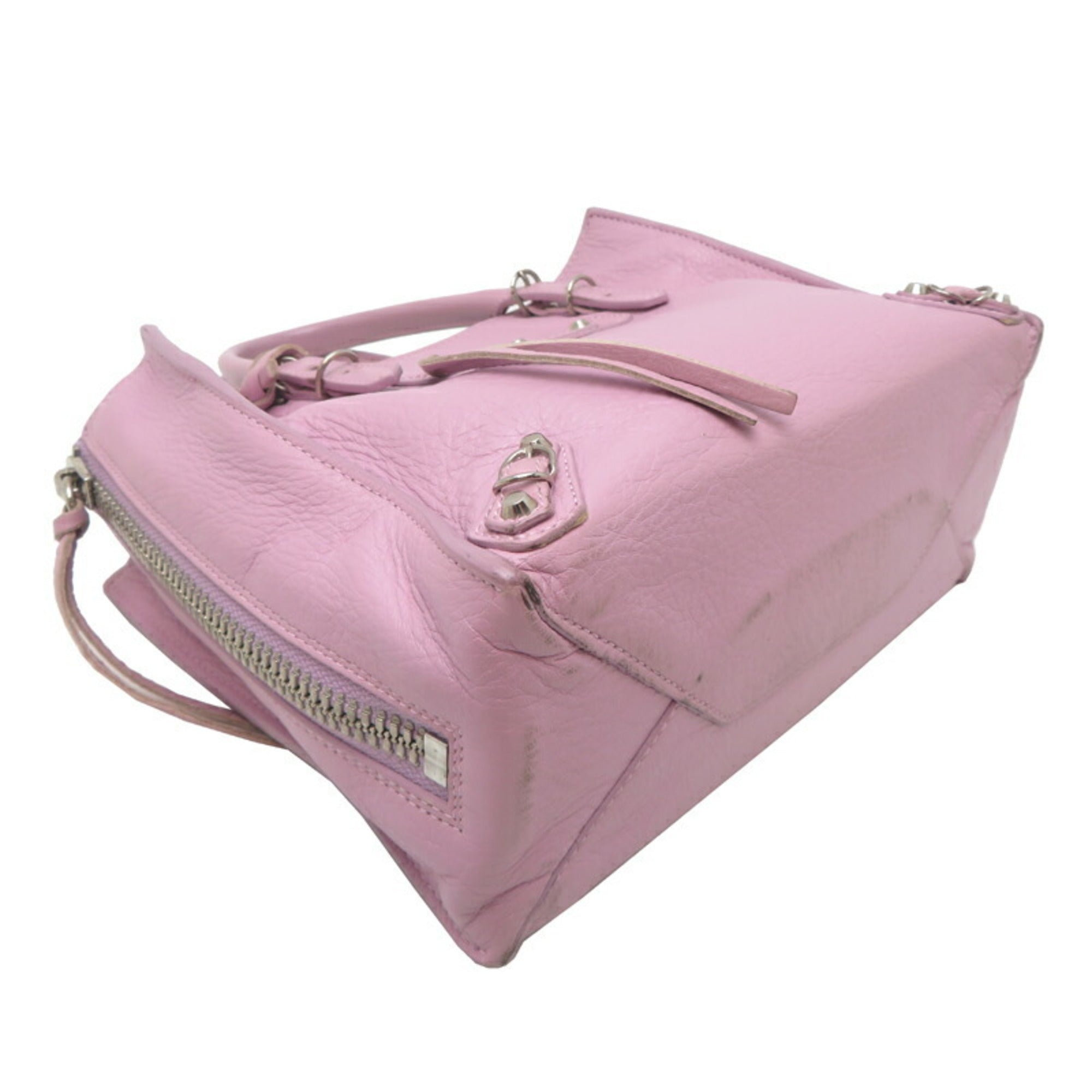 Balenciaga Paper Pink Purple Leather Handbag (Pre-Owned)