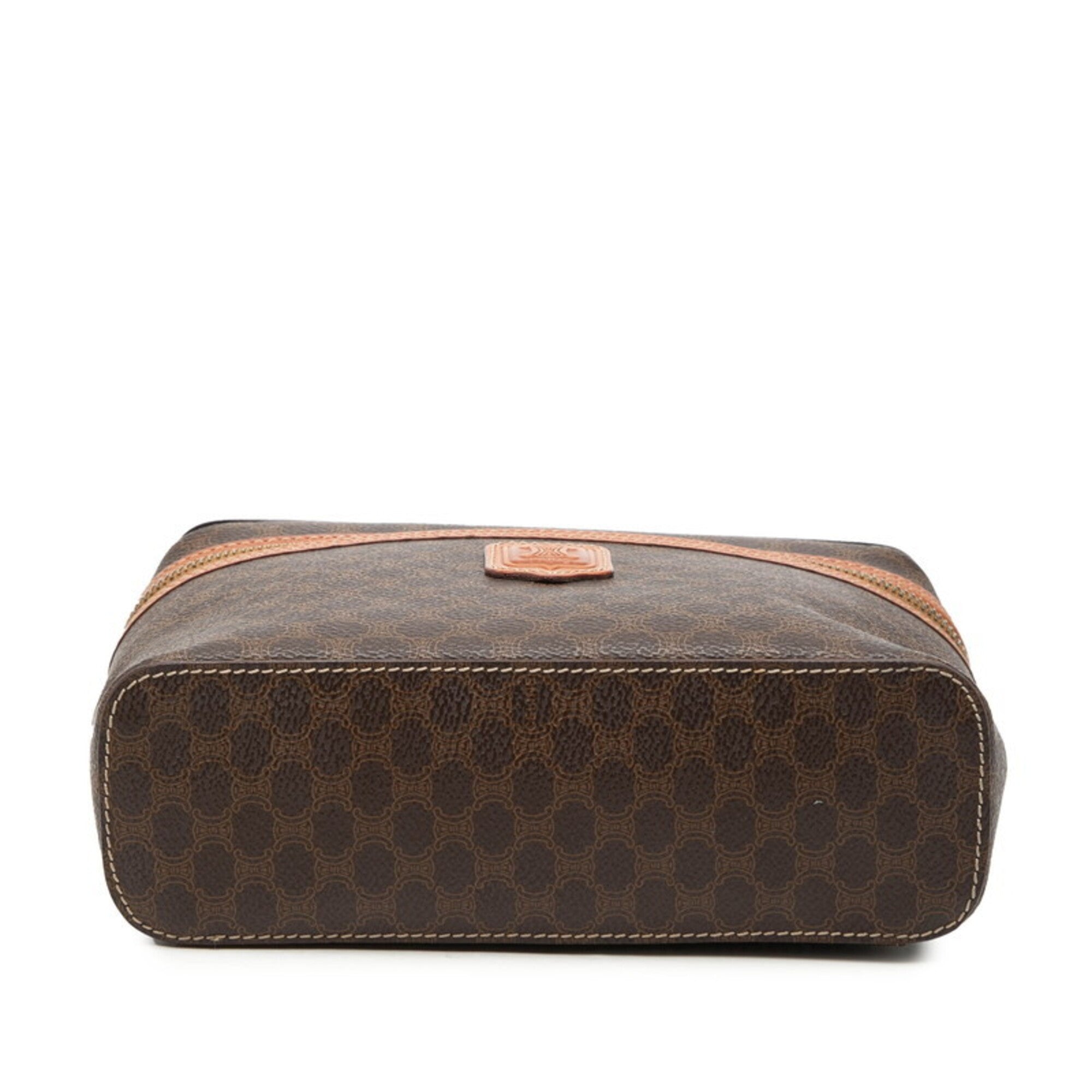 Celine Macadam Brown Pvc Leather Handbag Vanity Bag (Pre-Owned)