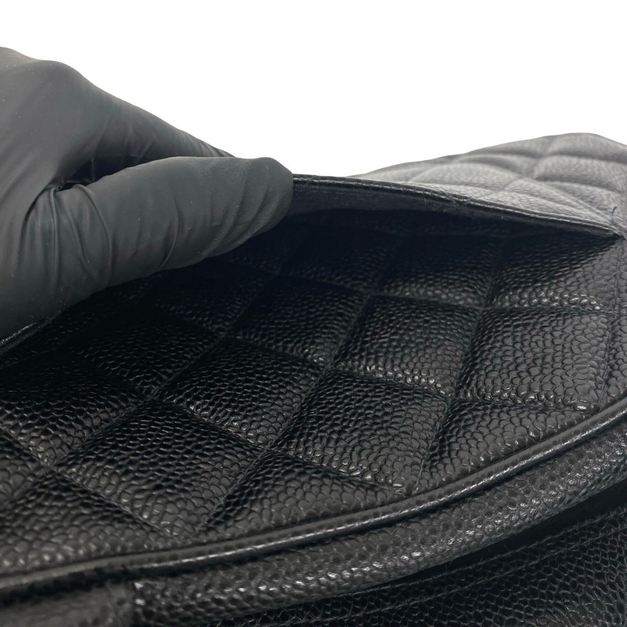 Chanel Black Grained Calfskin Boston Bag Handbag (Pre-Owned)