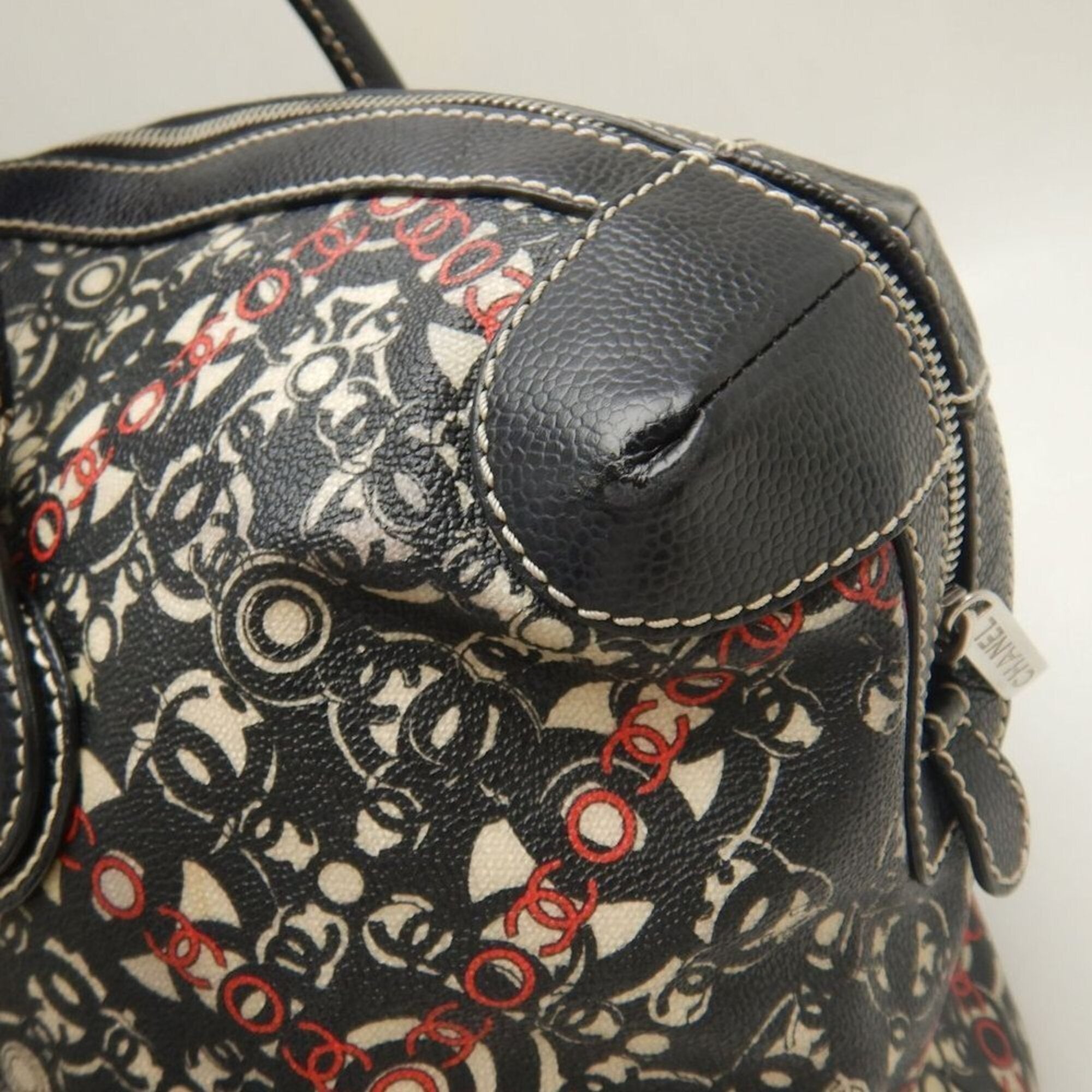 Chanel Black Coated Canvas Boston Bag (Pre-Owned)