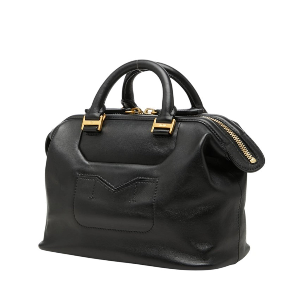 Mcm Black Leather Handbag Shoulder Bag (Pre-Owned)
