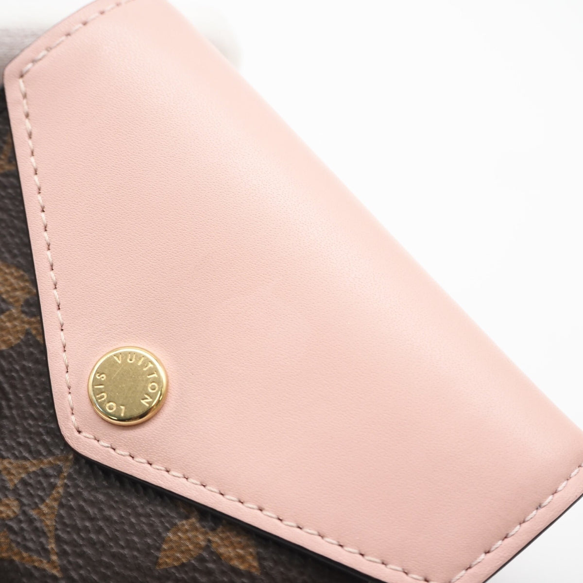 Louis Vuitton Monogram Beige Brown Pink Coated Canvas Wallet (Tri-Fold) (Pre-Owned)