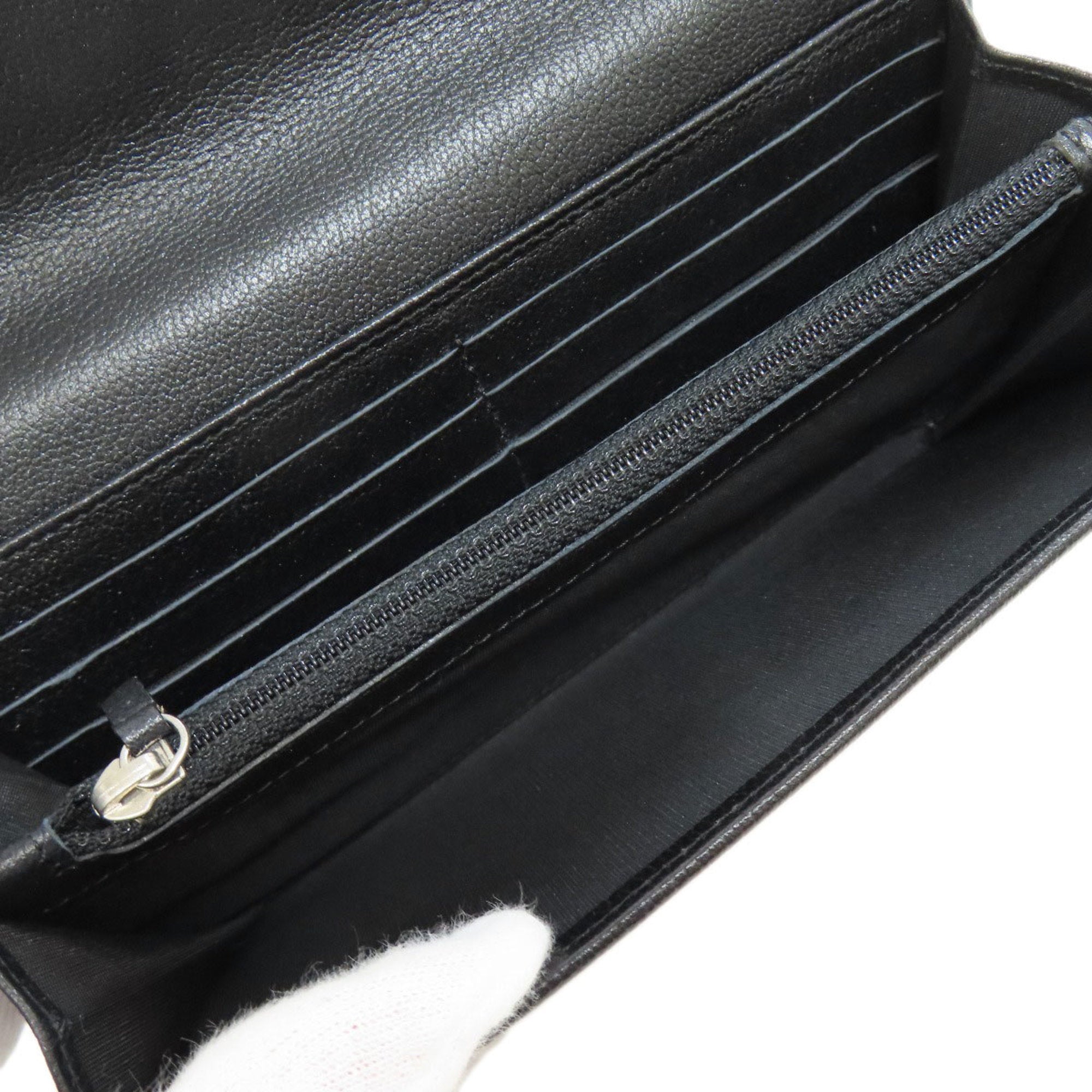 Chanel Black Leather Long Wallet (Bi-Fold) (Pre-Owned)