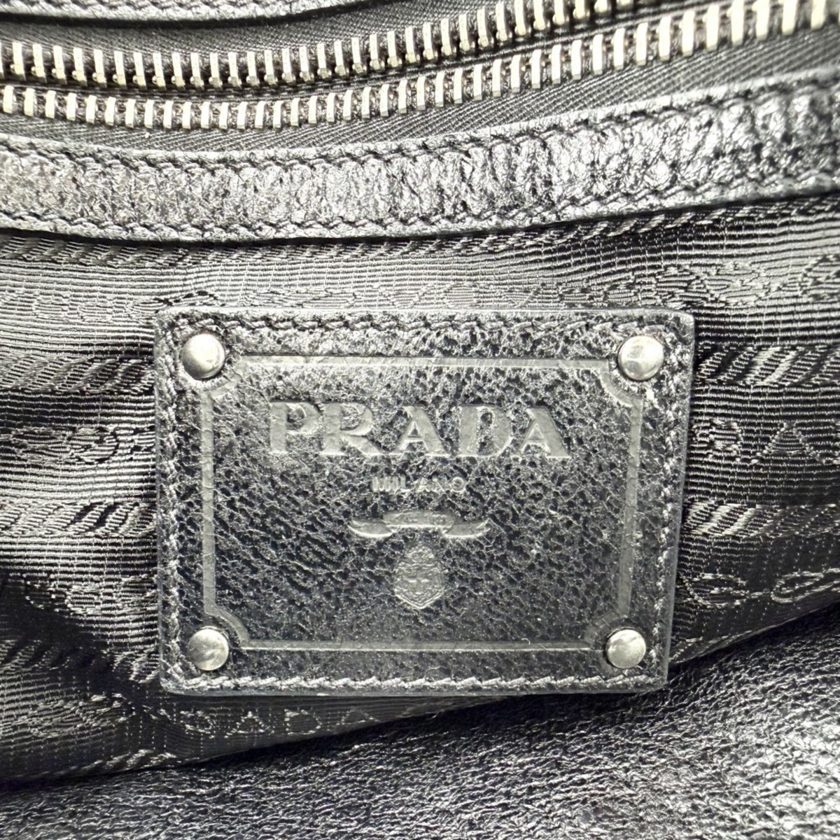Prada Black Leather Handbag Tote Bag (Pre-Owned)