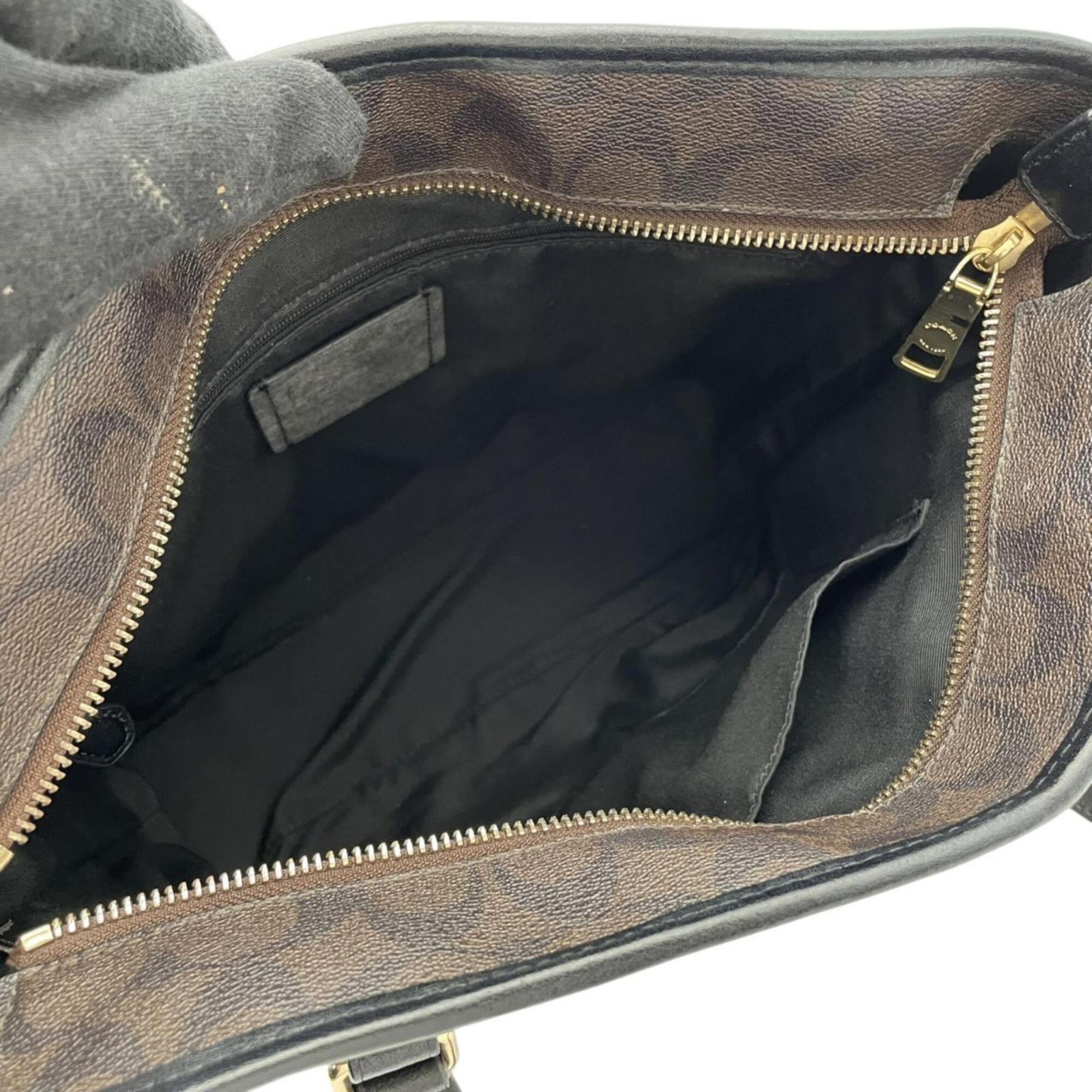 Coach Black Brown Pvc Leather Tote Bag (Pre-Owned)