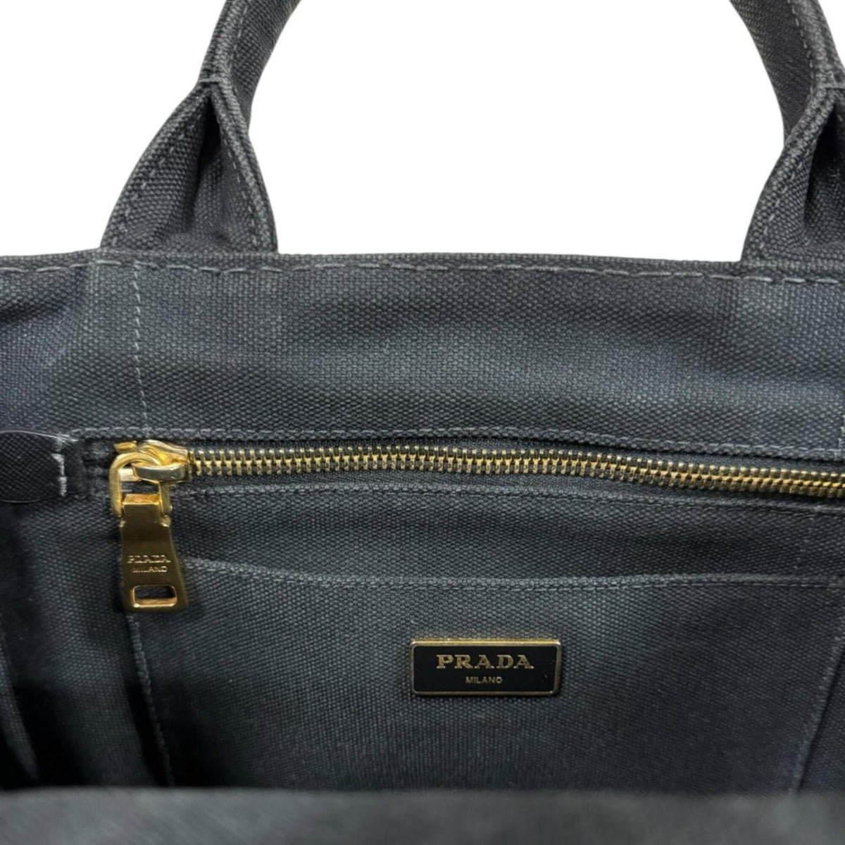 Prada Canapa Black Nero Canvas Shoulder Bag (Pre-Owned)