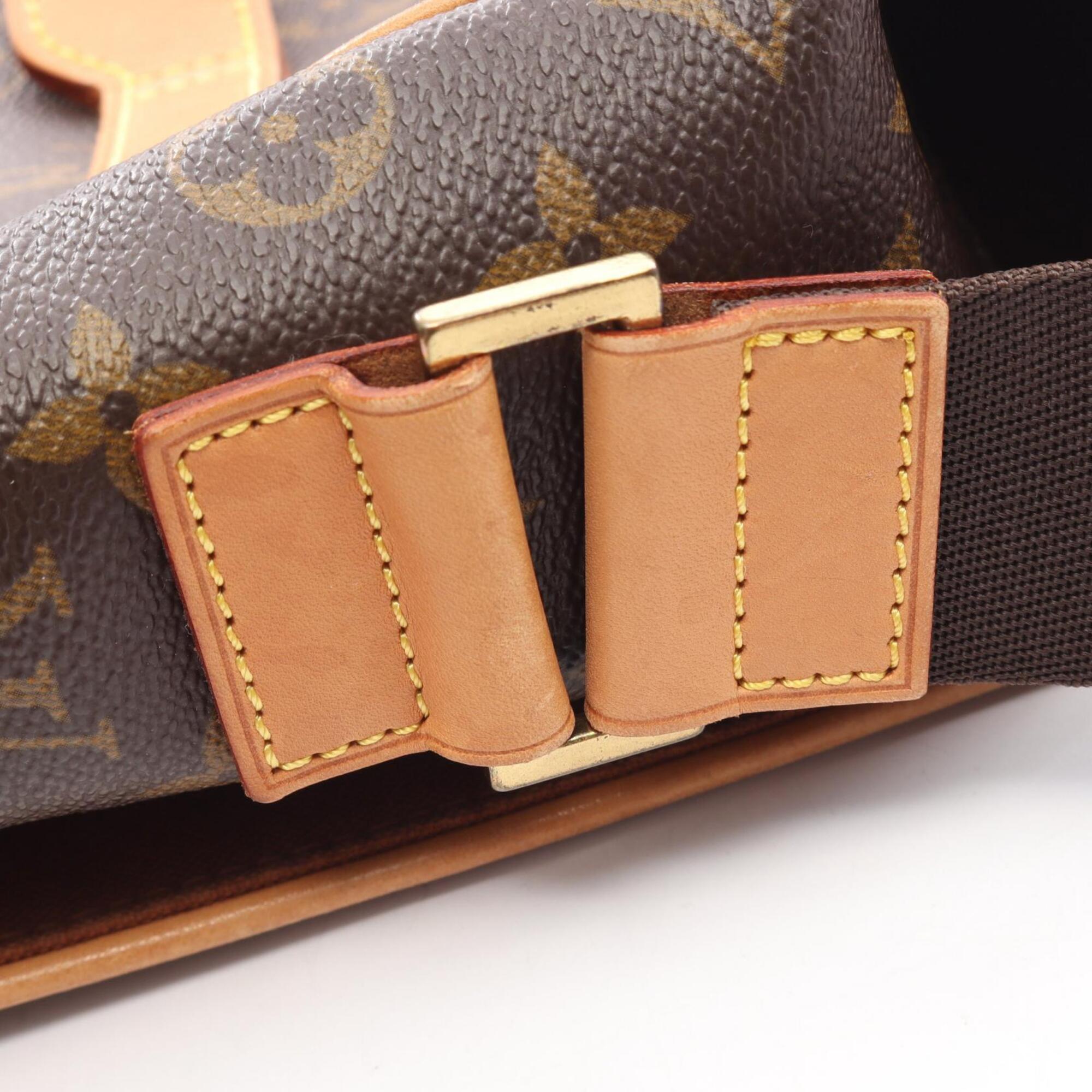 Louis Vuitton Brown Leather Coated Canvas Handbag Shoulder Bag (Pre-Owned)