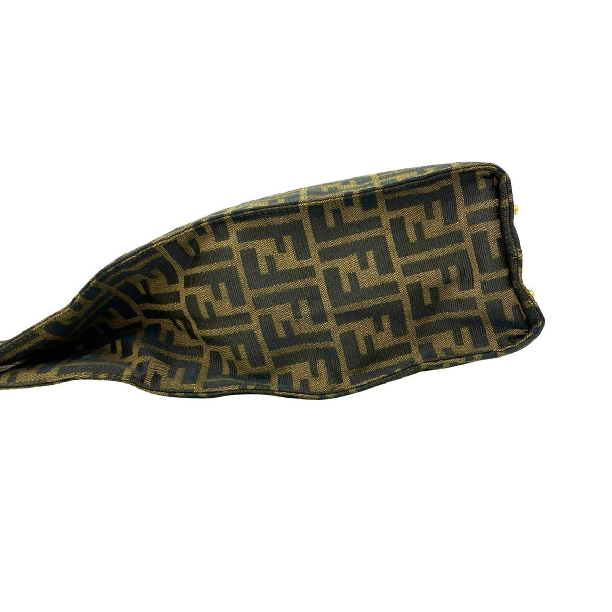 Fendi Black Brown Canvas Leather Handbag Tote Bag (Pre-Owned)