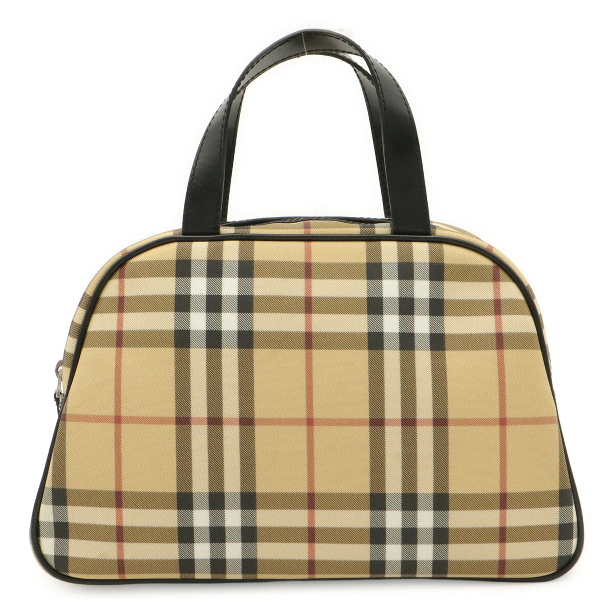 Burberry Beige Black Bordeaux Coated Canvas Pvc Leather Handbag (Pre-Owned)
