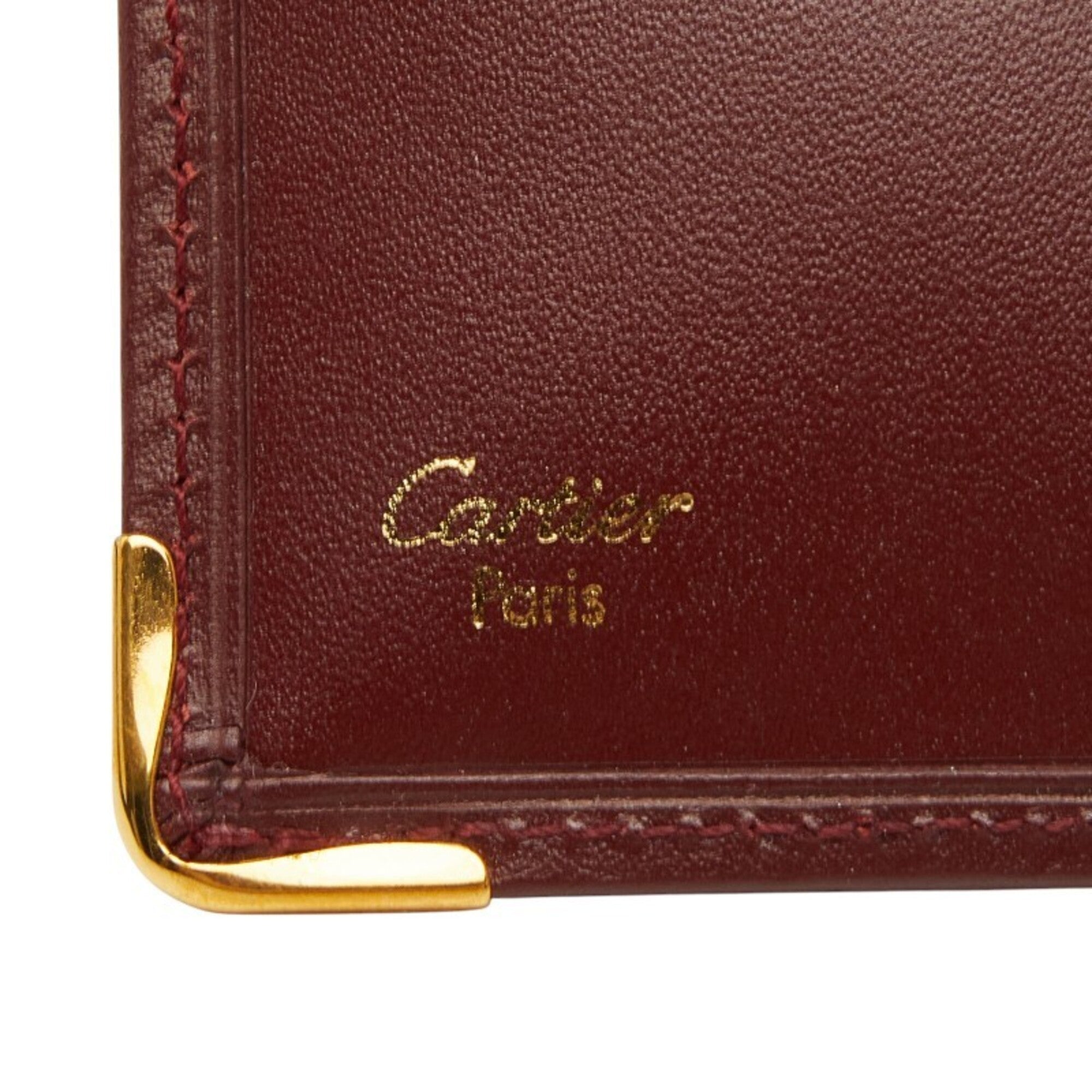 Cartier Red Color Wine Red Leather Wallet (Bi-Fold) (Pre-Owned)