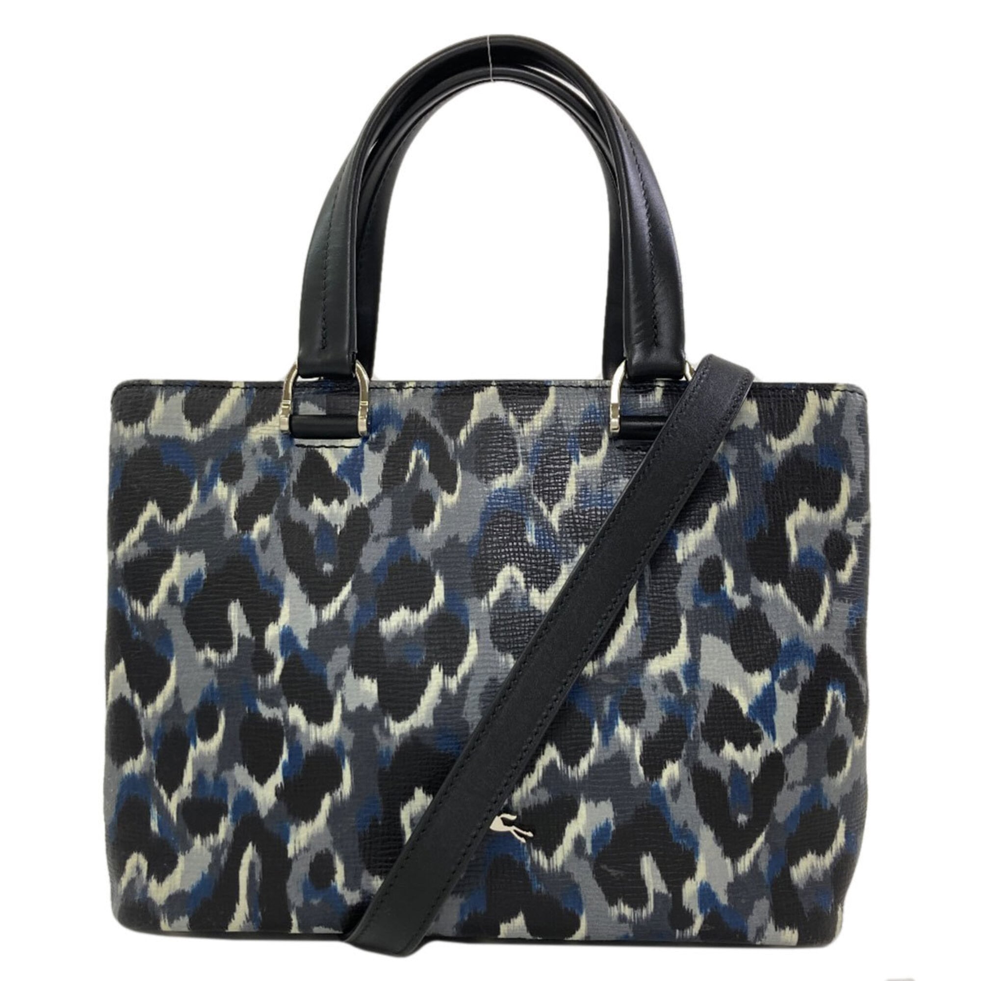 Longchamp Black Blue Leather Handbag (Pre-Owned)