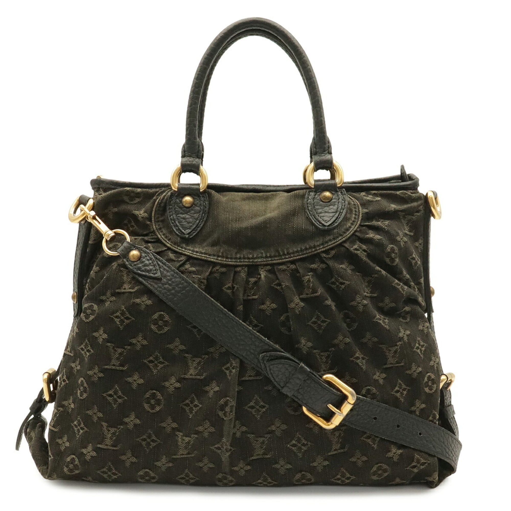 Louis Vuitton Noir Denim Canvas Shoulder Bag Tote Bag (Pre-Owned)