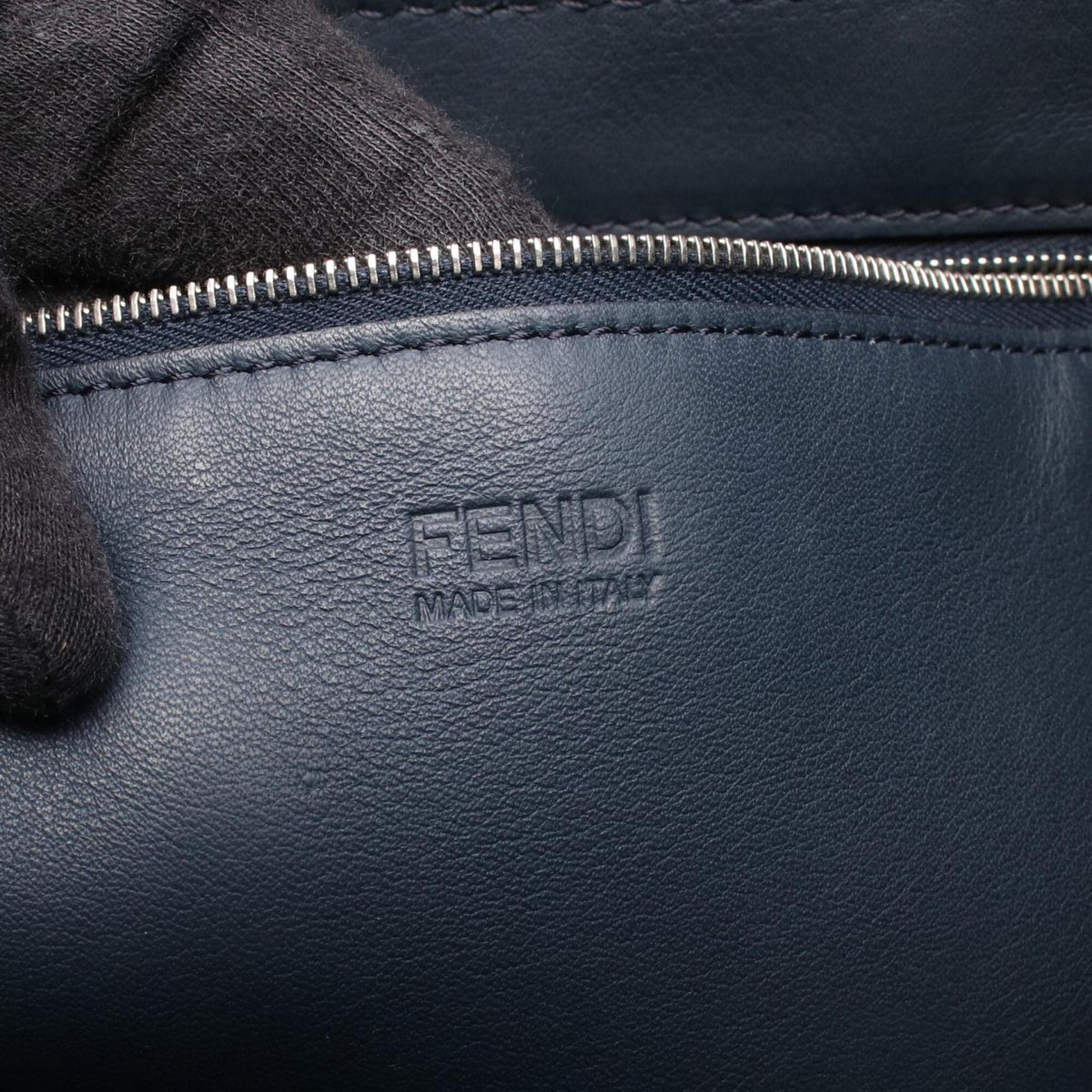 Fendi Black Navy Leather Tote Bag (Pre-Owned)