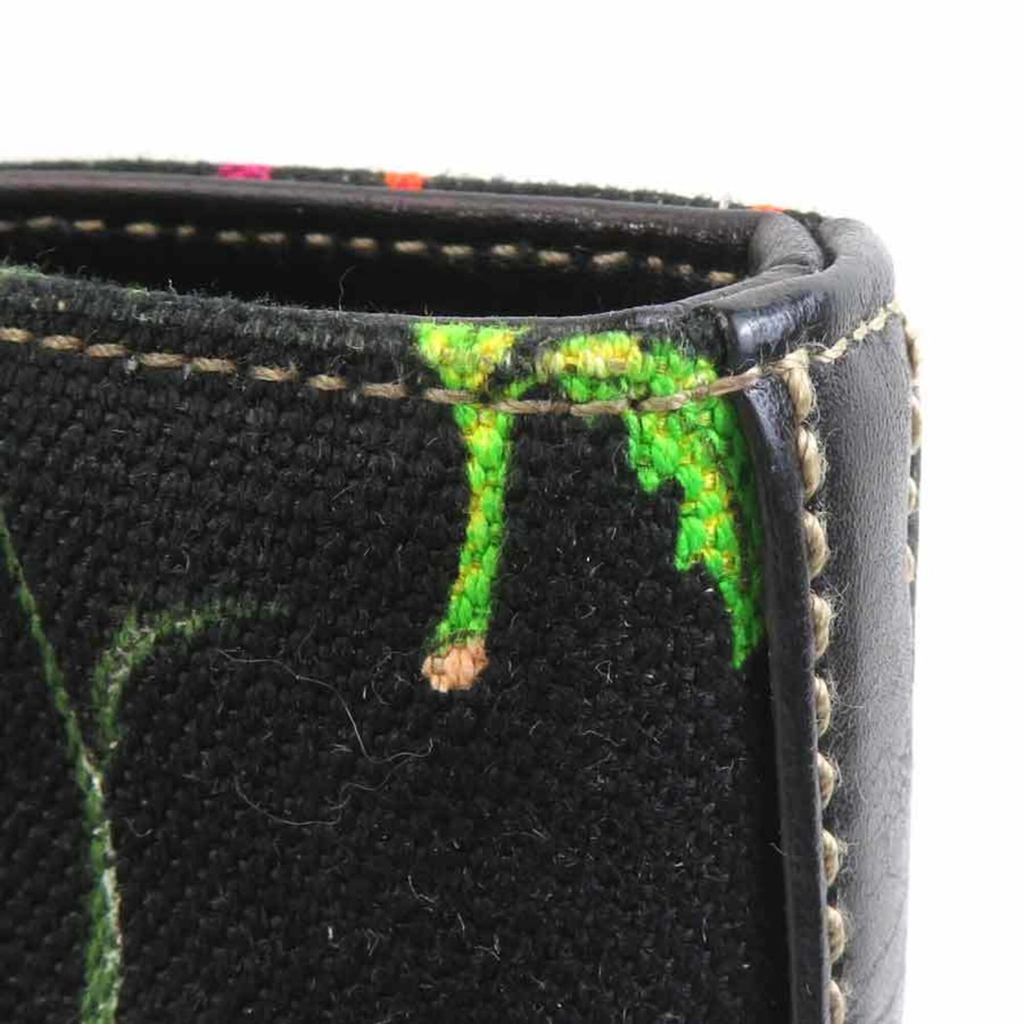 Gucci Black Multi-Color Canvas Leather Handbag (Pre-Owned)