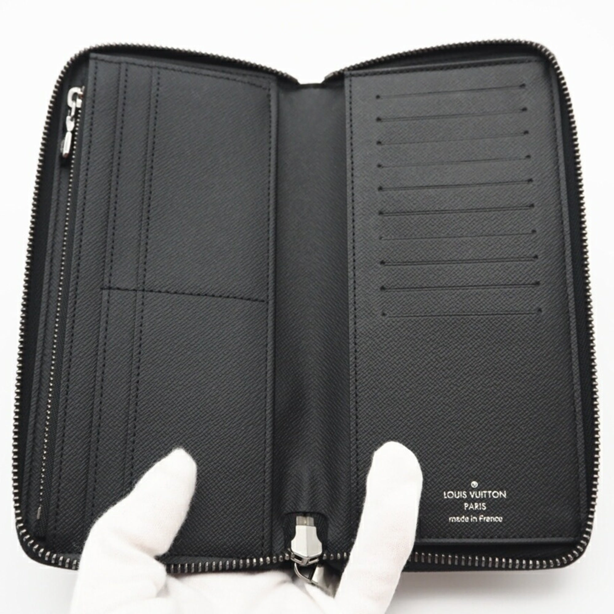 Louis Vuitton Black Gray Coated Canvas Long Wallet (Bi-Fold) (Pre-Owned)
