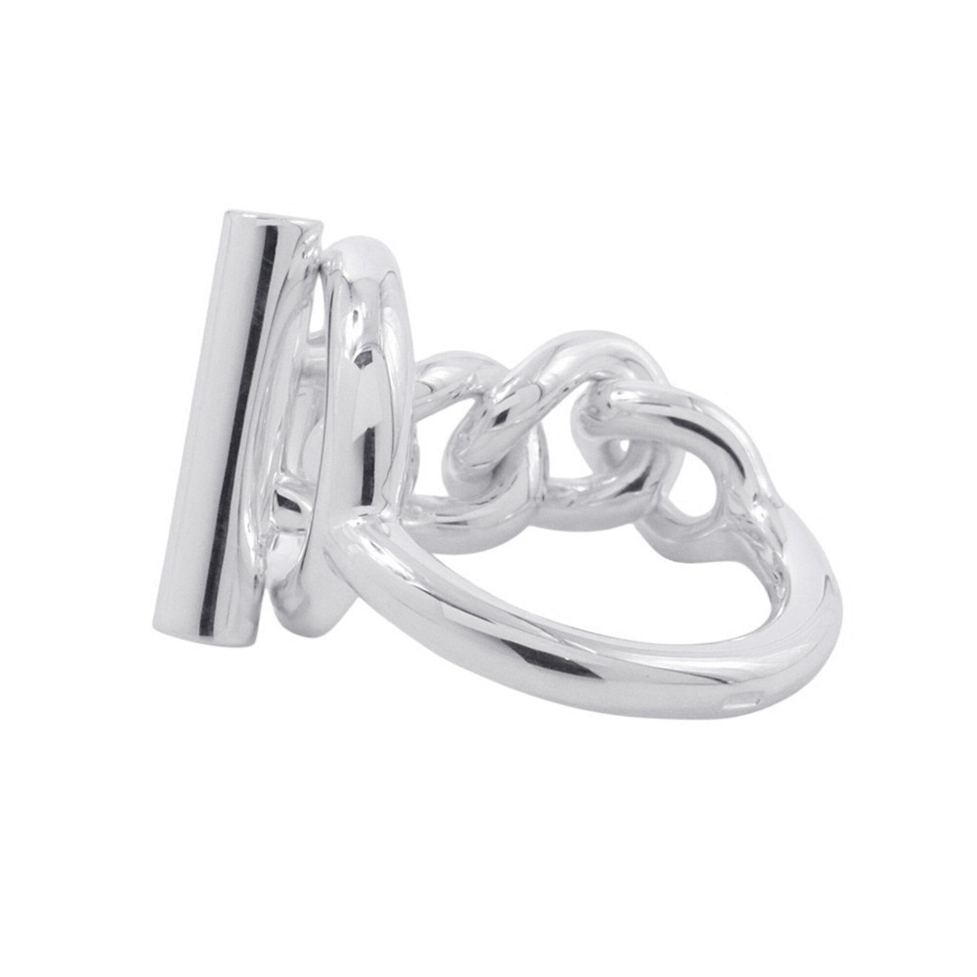 Hermes Silver Silver 925 Band Ring (Pre-Owned)