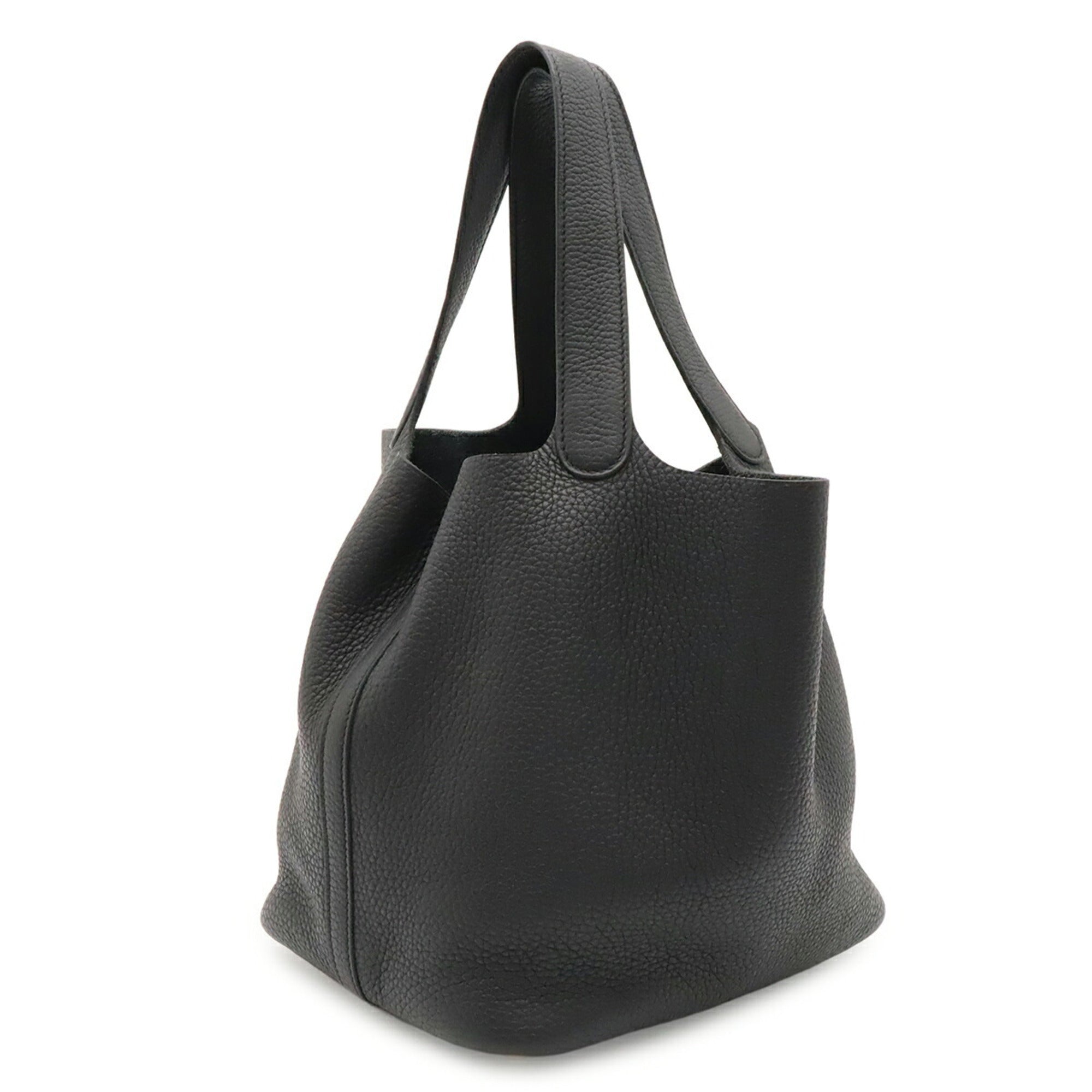 Hermes Black Taurillon Clemence Leather Handbag Tote Bag (Pre-Owned)