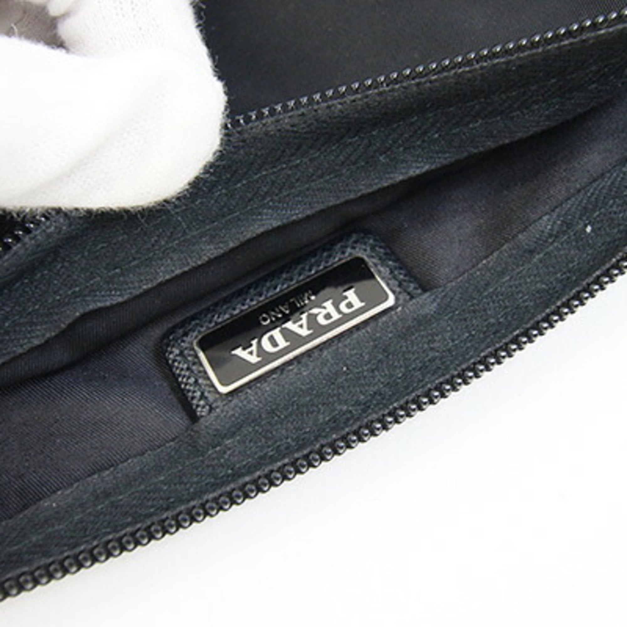Prada Black White Nylon Handbag Pouch (Pre-Owned)