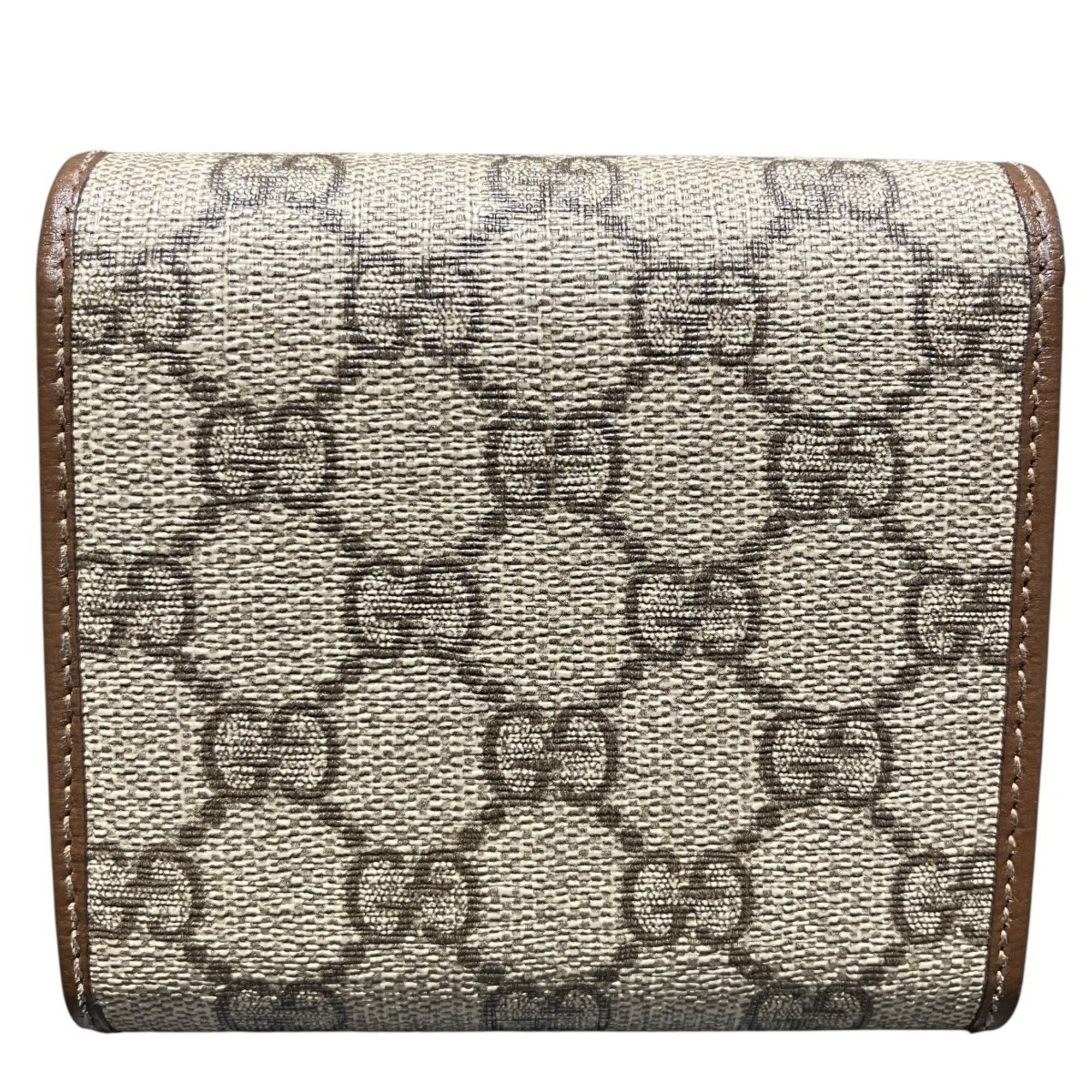 Gucci Beige Brown Leather Pvc Wallet (Bi-Fold) (Pre-Owned)