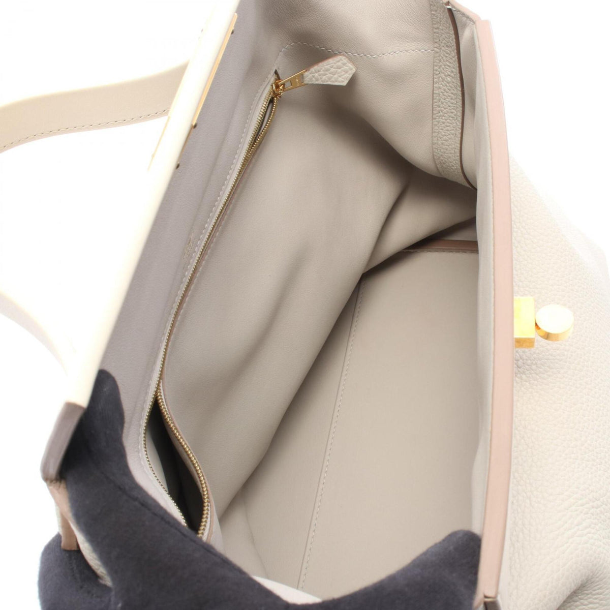 Hermes Beige Gray Togo Leather Handbag (Pre-Owned)