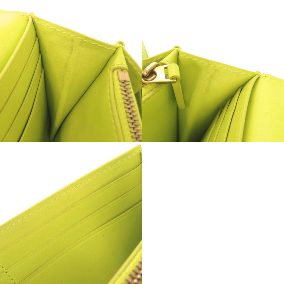 Bottega Veneta Green Yellow Intrecciato Long Wallet (Bi-Fold) (Pre-Owned)