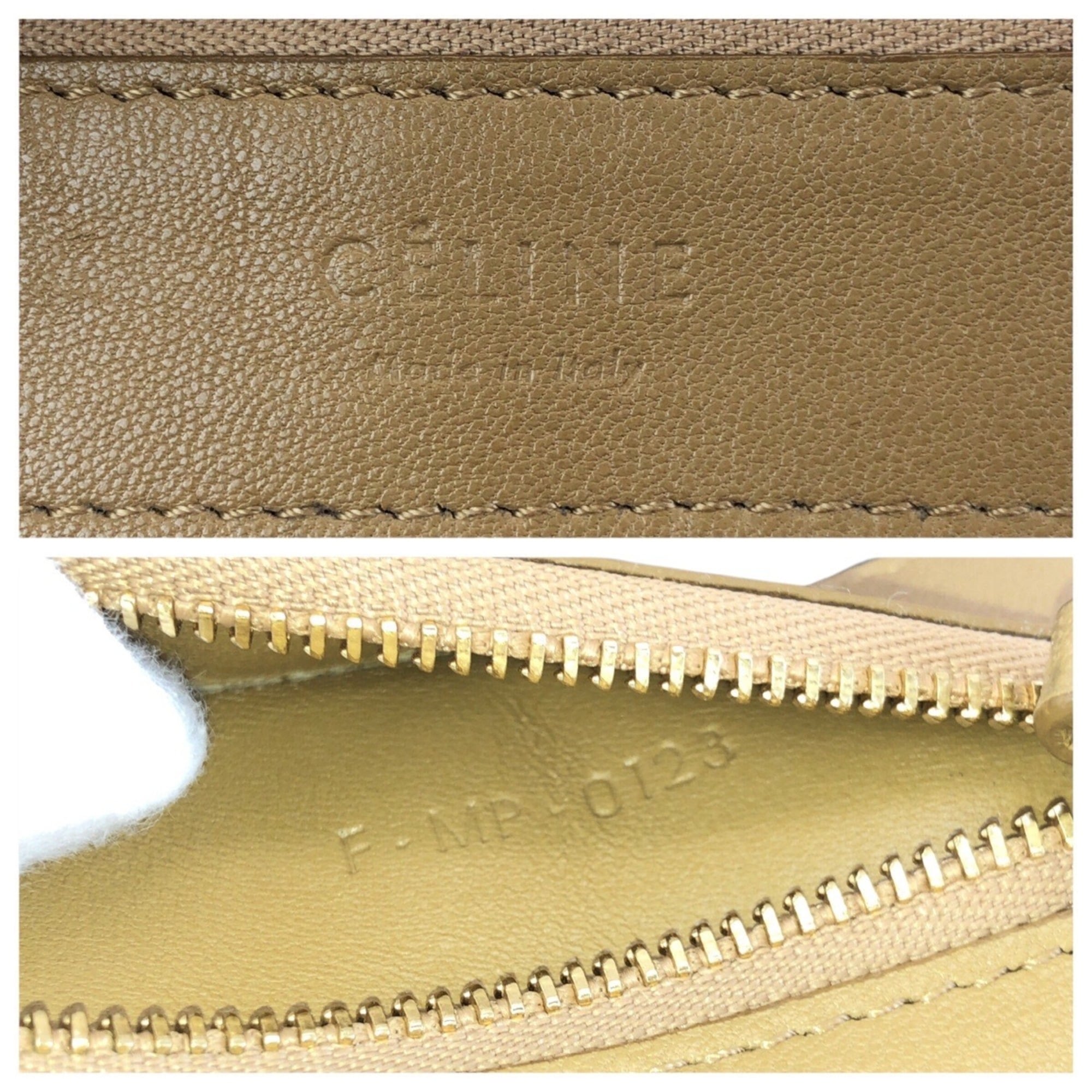 Celine Beige Blue Leather Tote Bag (Pre-Owned)