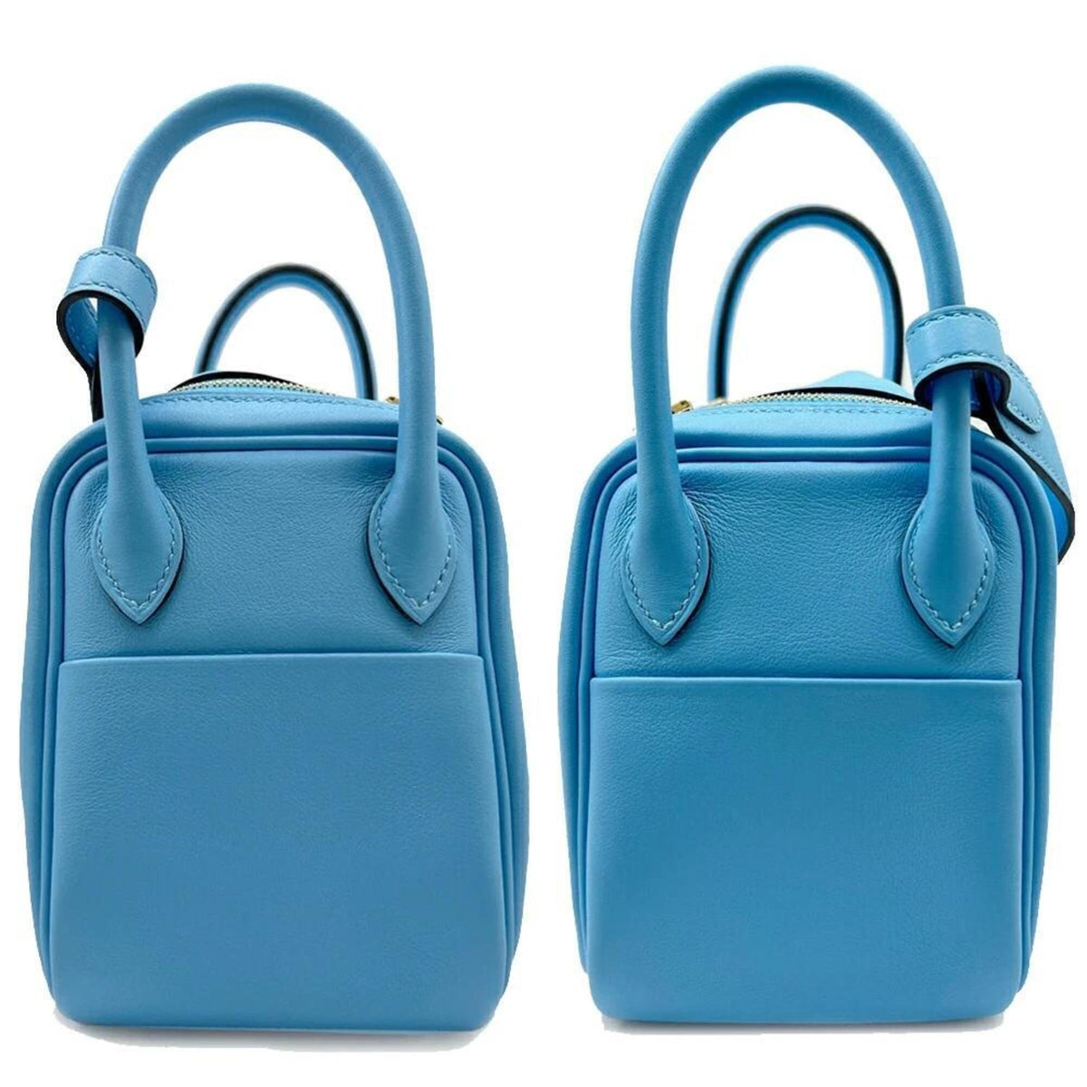 Hermes Lindy Light Blue Swift Leather Shoulder Bag Tote Bag (Pre-Owned)