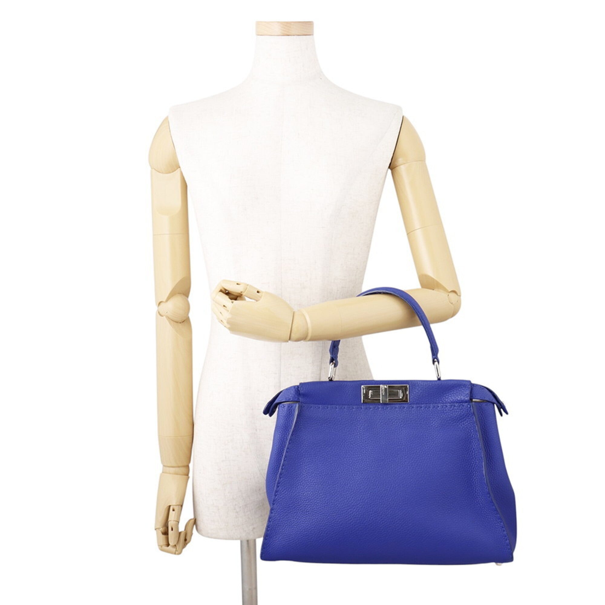 Fendi Blue Leather Handbag Shoulder Bag (Pre-Owned)