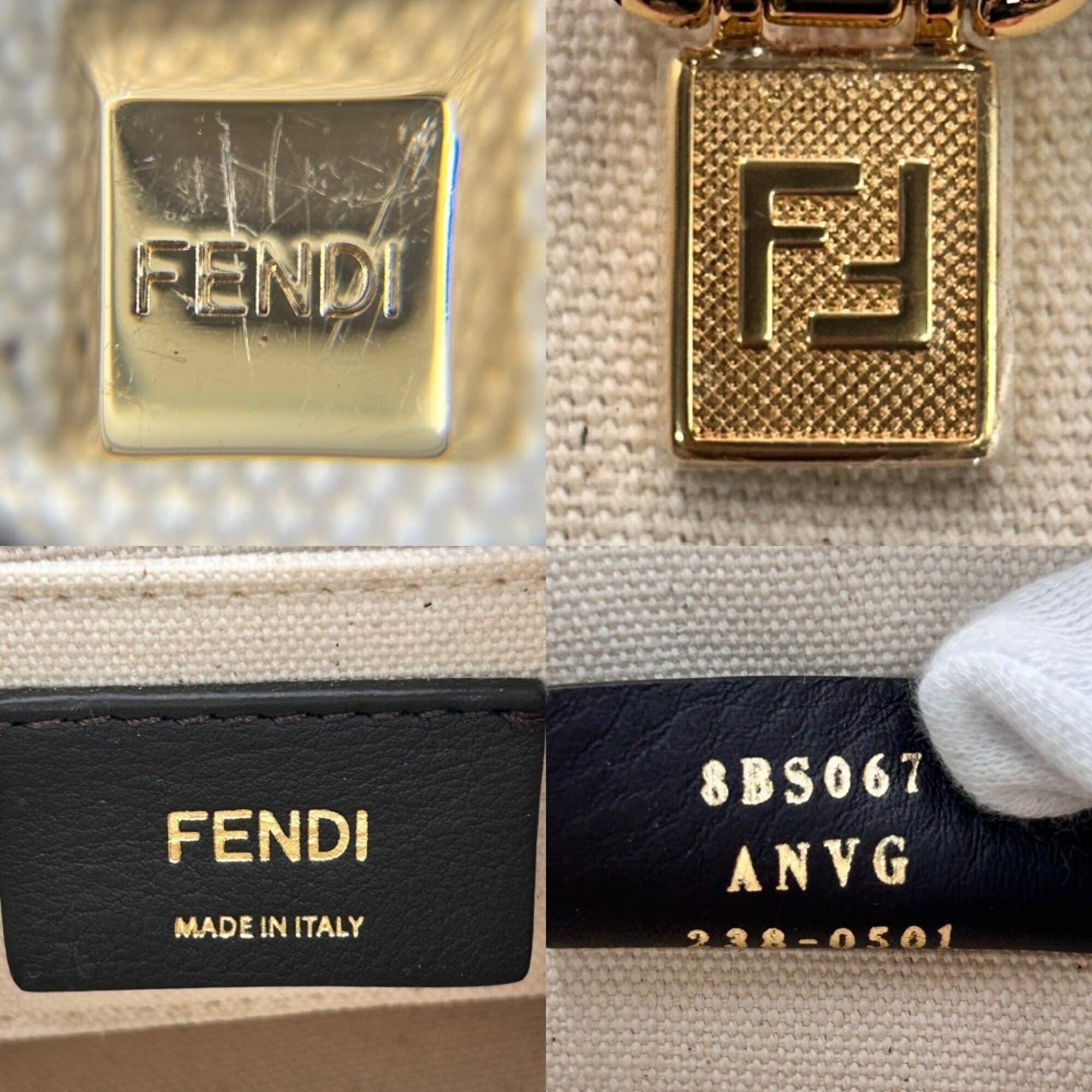 Fendi Ivory Pink Canvas Leather Handbag Shoulder Bag (Pre-Owned)