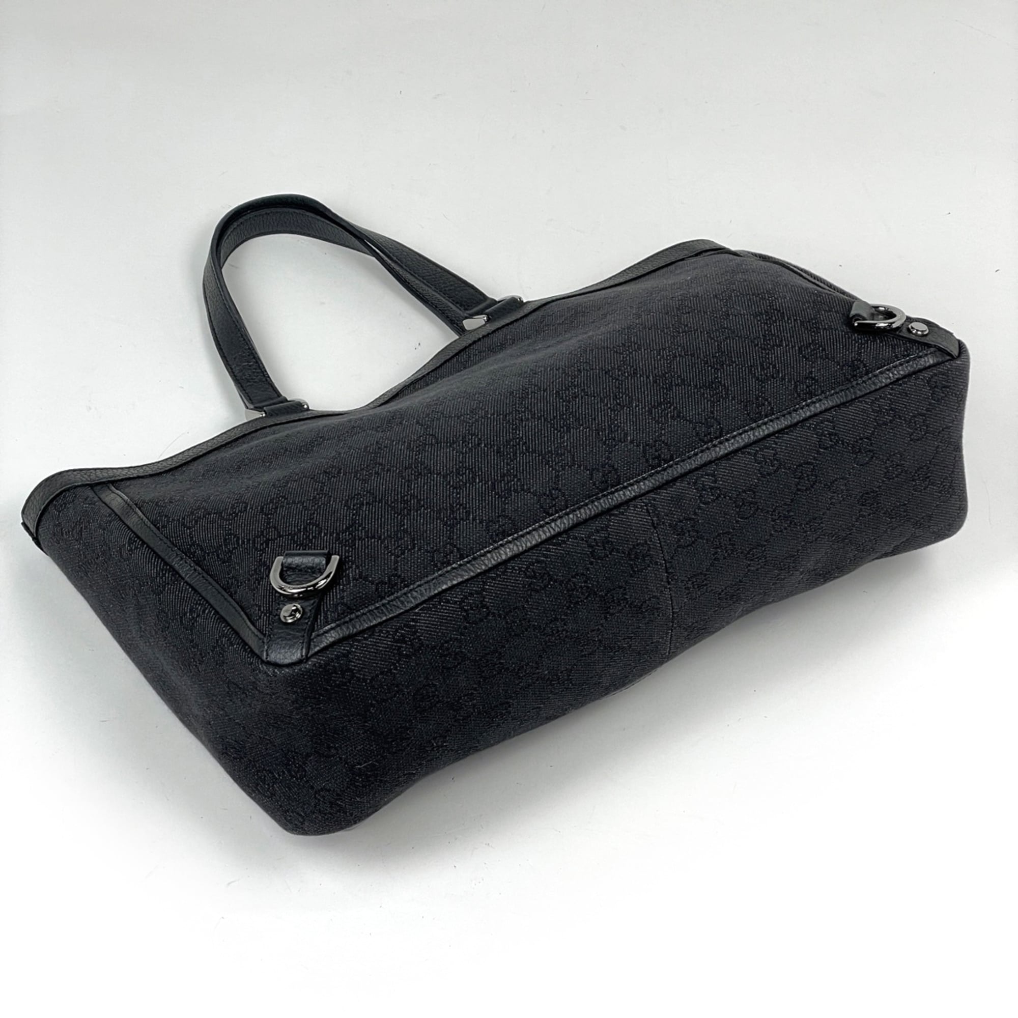 Gucci Black Gg Canvas Leather Tote Bag (Pre-Owned)