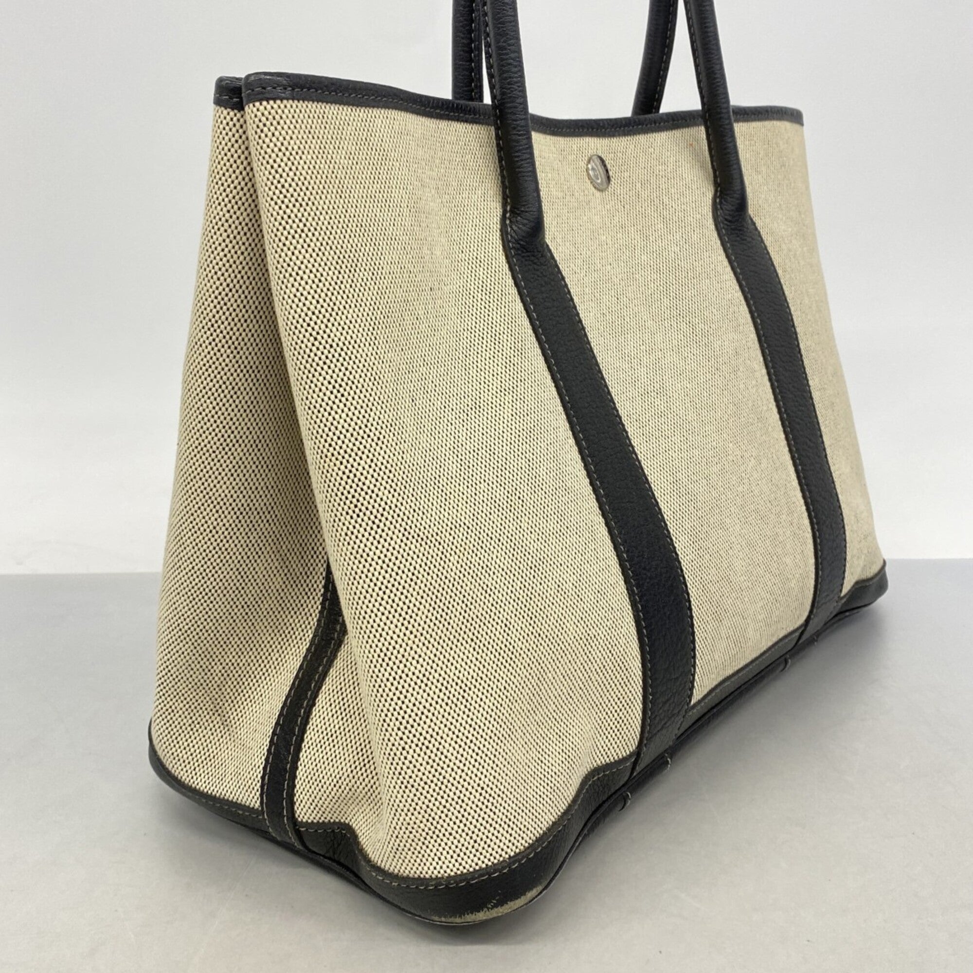 Hermes Beige Black Toile H Tote Bag (Pre-Owned)