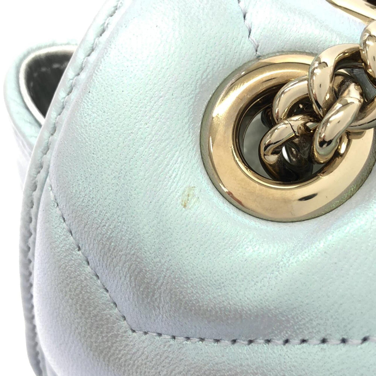 Gucci Blue Light Blue Quilting Leather Shoulder Bag (Pre-Owned)