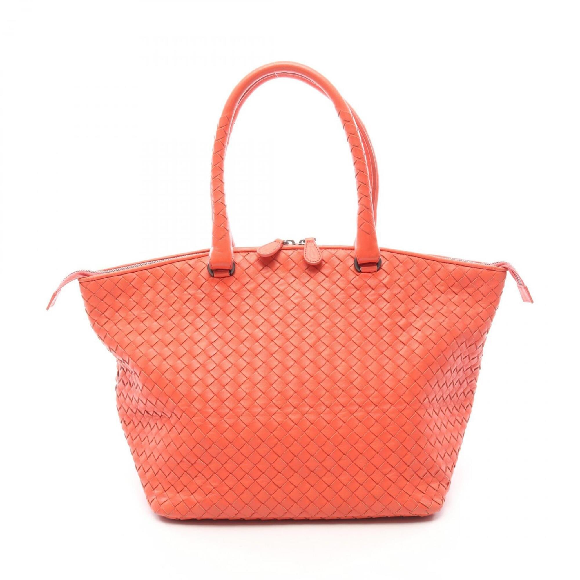 Bottega Veneta Orange Intrecciato Handbag Tote Bag (Pre-Owned)