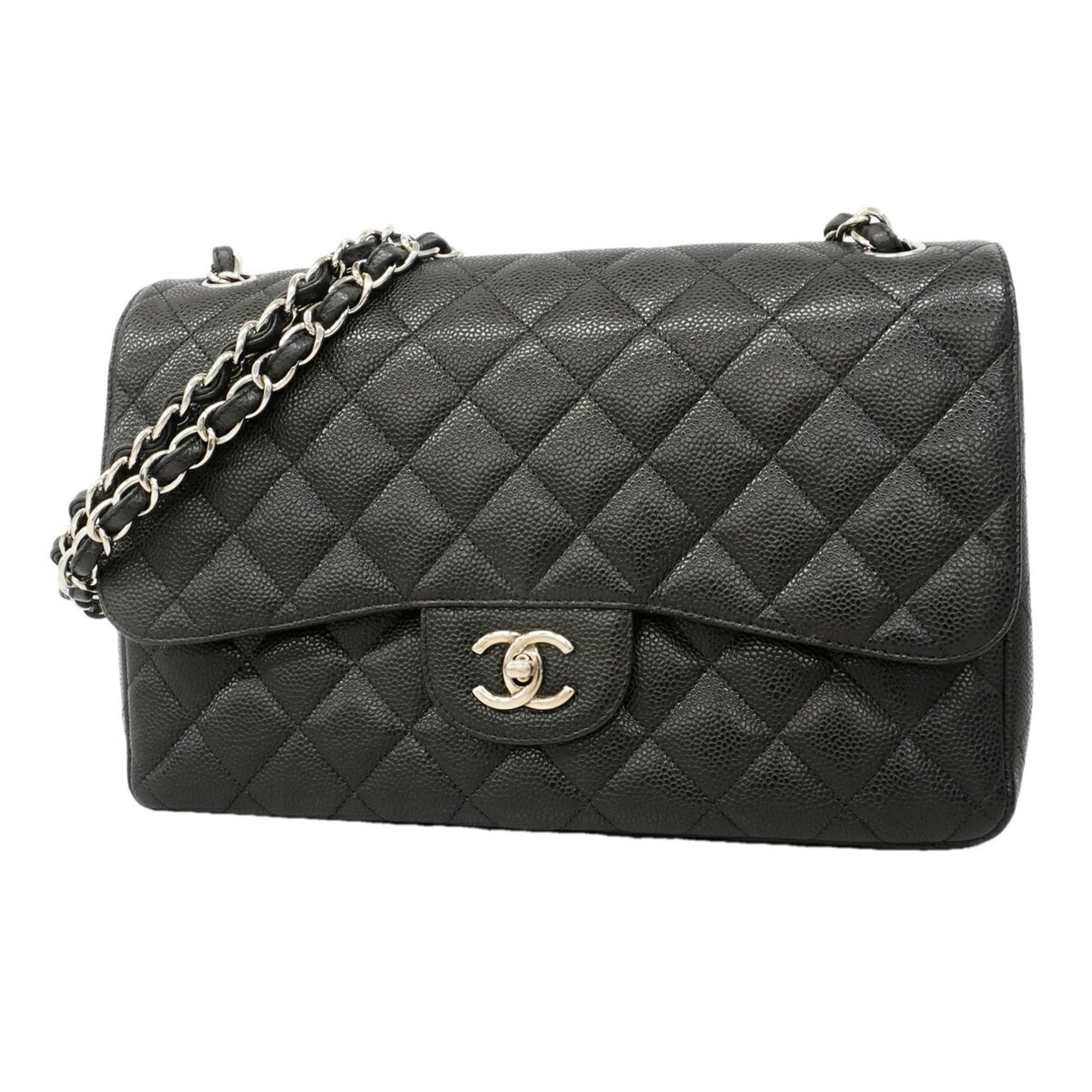 Chanel Black Grained Calfskin Shoulder Bag (Pre-Owned)