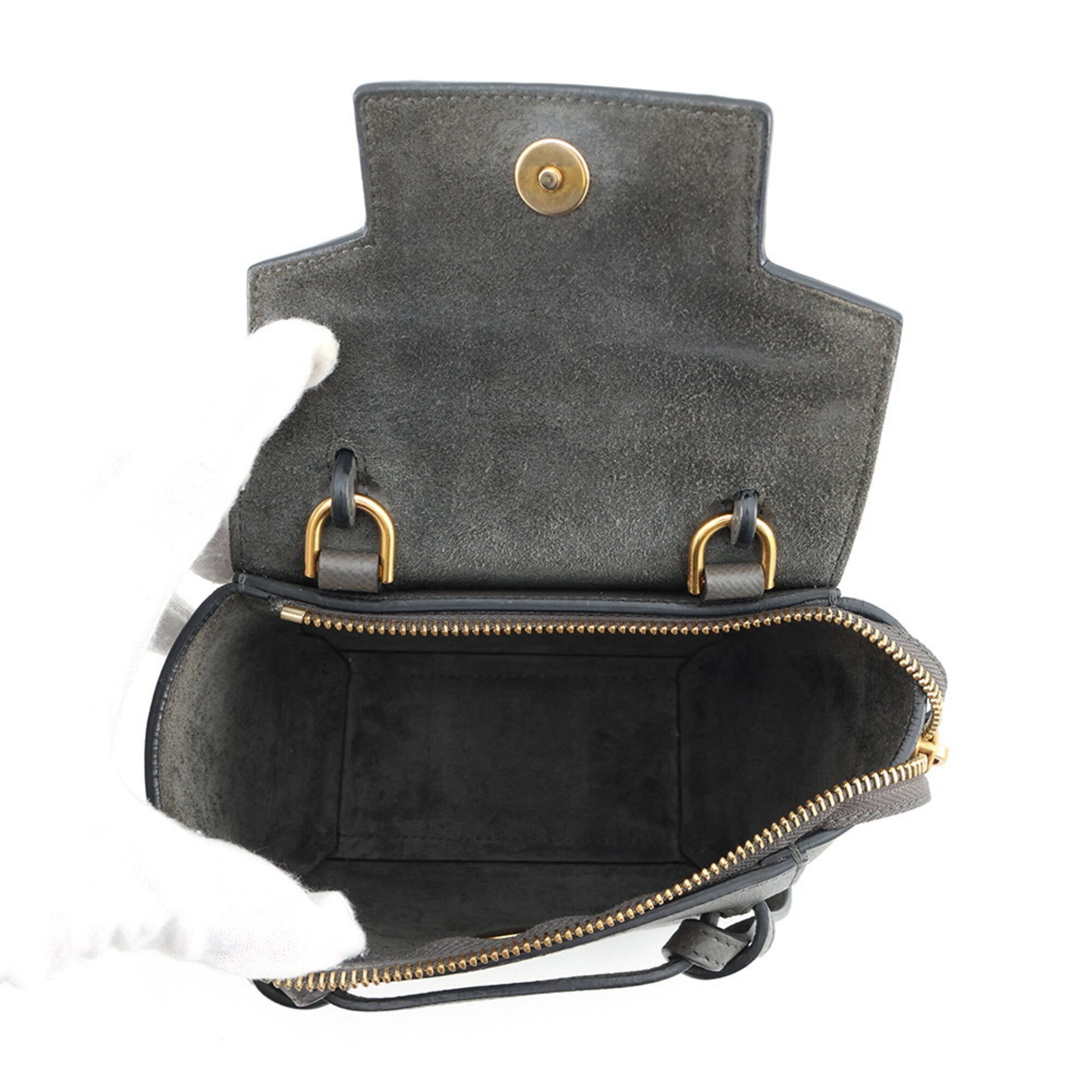 Celine Gray Leather Handbag Shoulder Bag (Pre-Owned)
