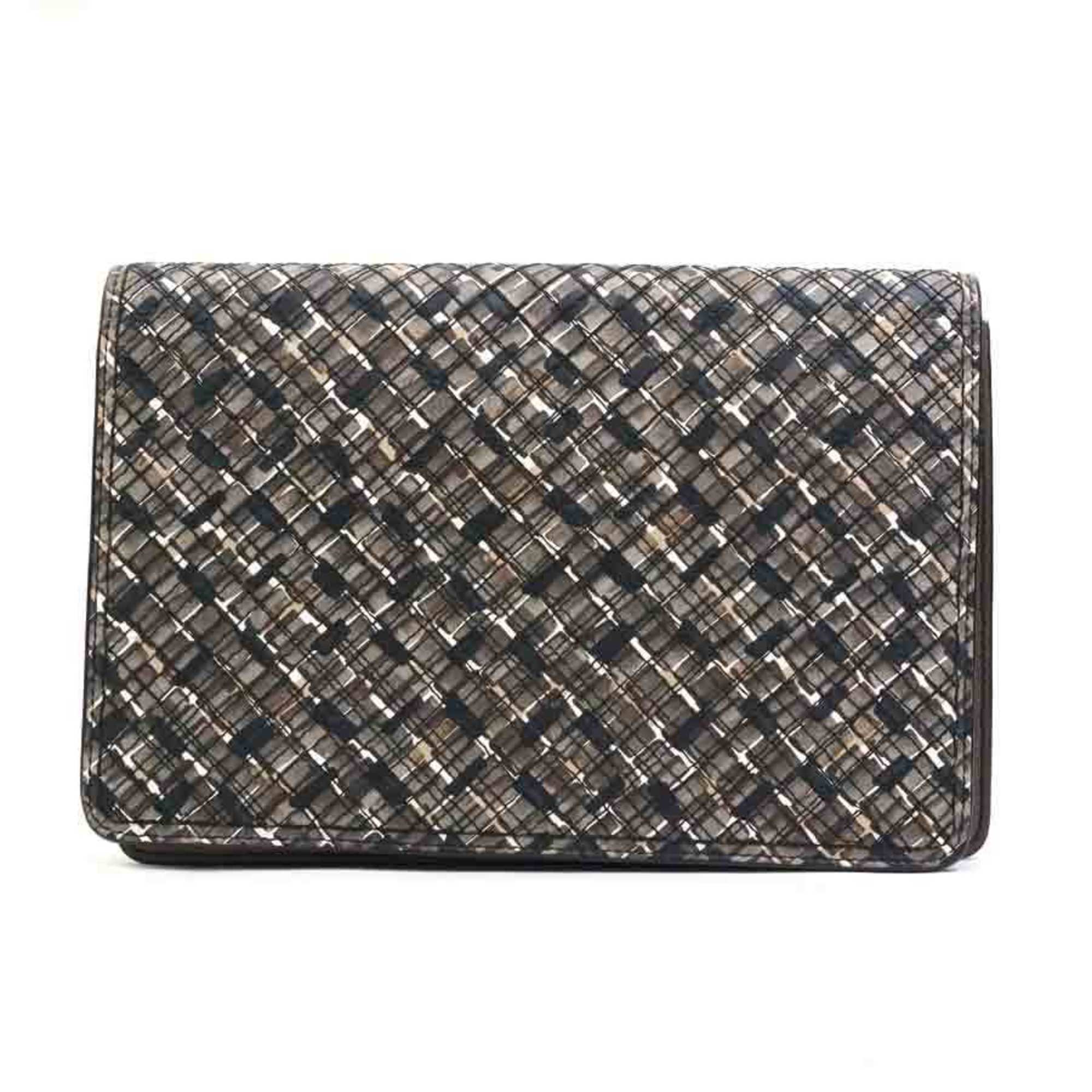 Bottega Veneta Black Brown Leather Clutch Bag (Pre-Owned)