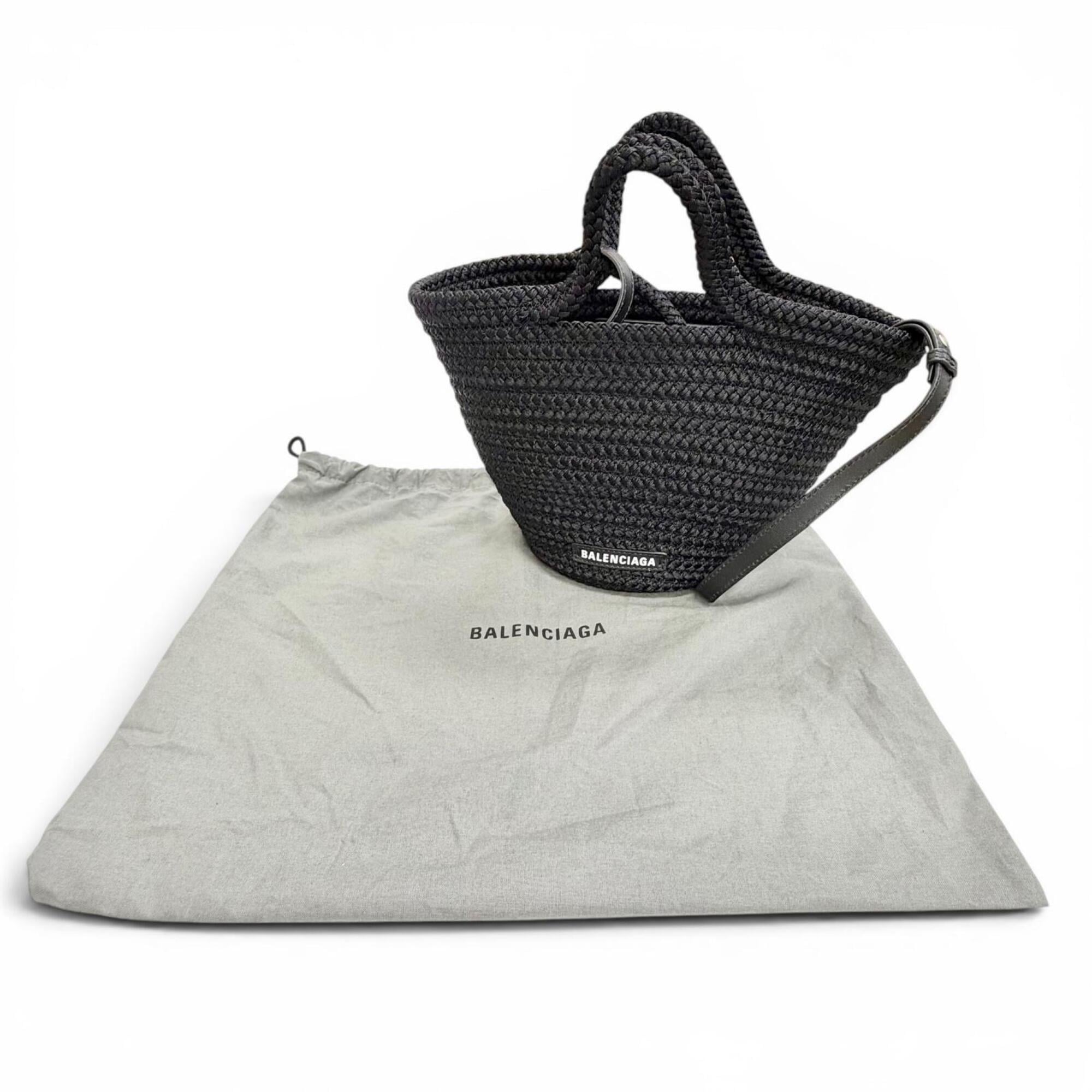 Balenciaga Black Leather Basket Handbag Shoulder Bag (Pre-Owned)