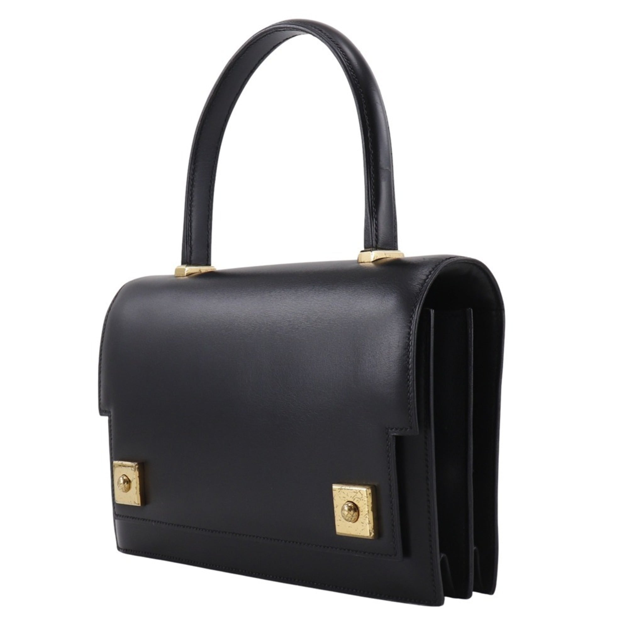 Hermes Black Box Calf Leather Handbag (Pre-Owned)