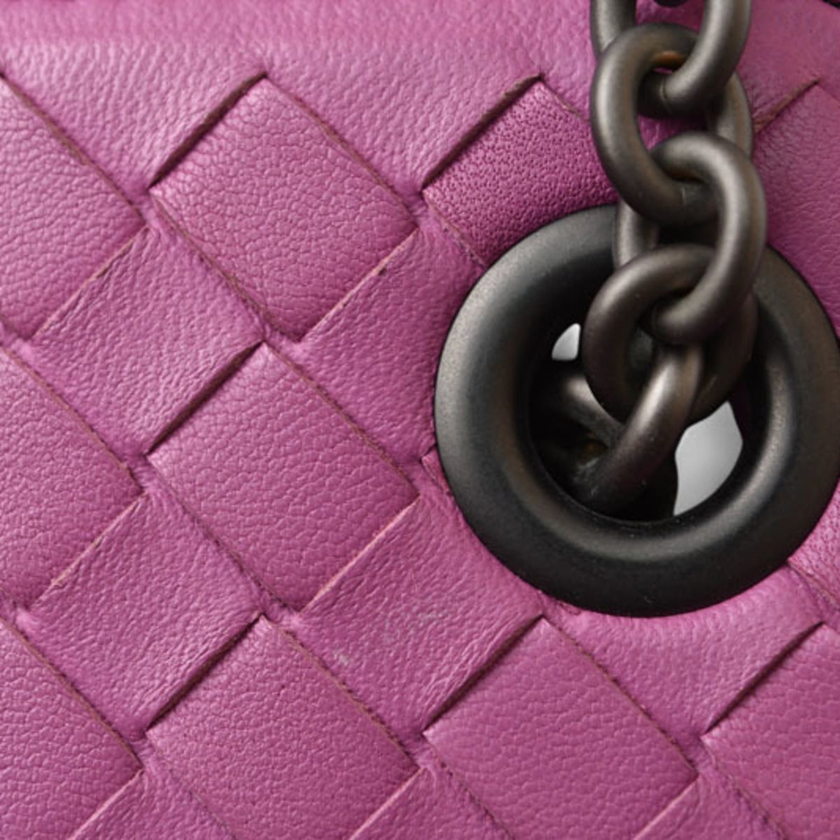 Bottega Veneta Purple Leather Handbag Shoulder Bag (Pre-Owned)