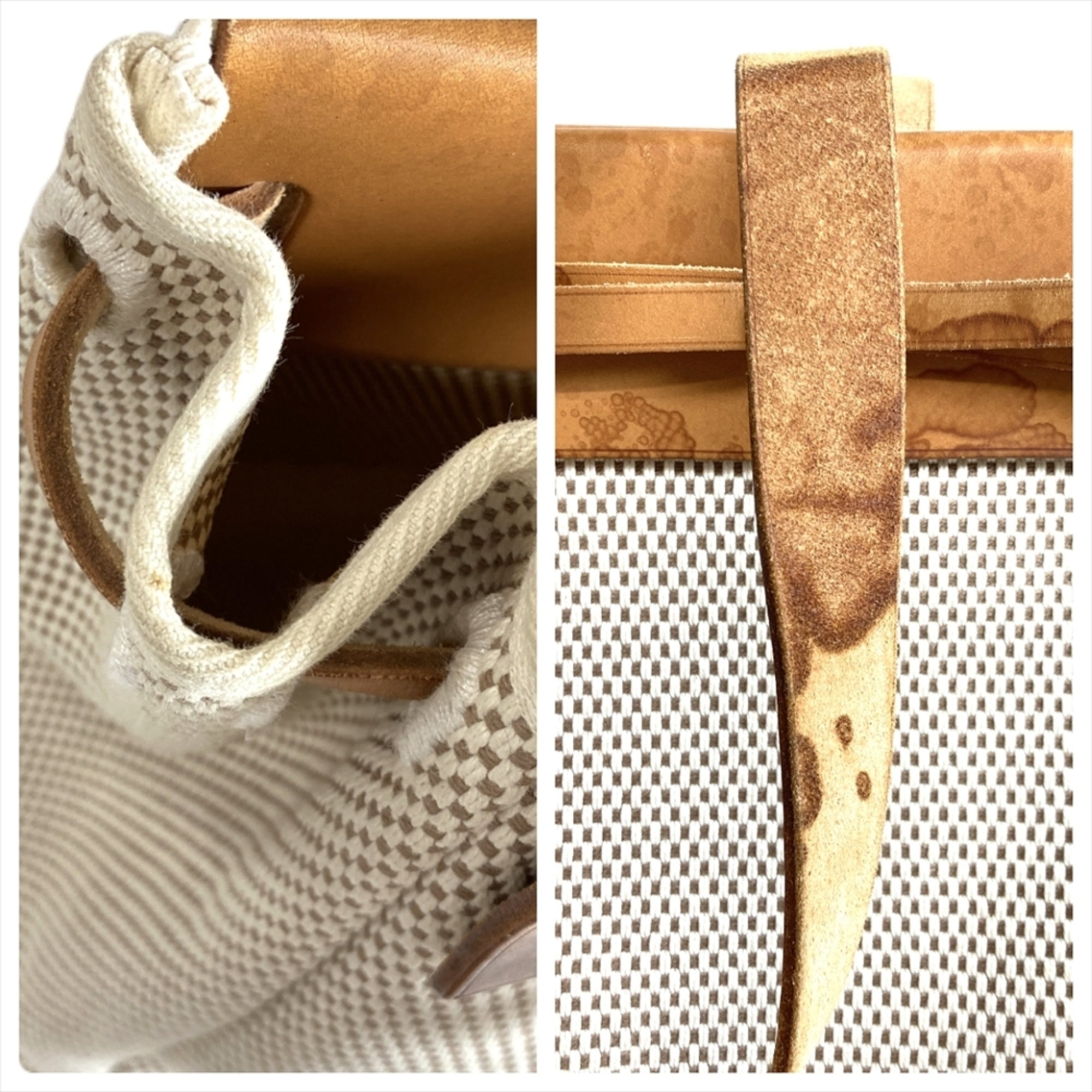 Hermes Brown Natural Toile H Leather Tote Bag (Pre-Owned)