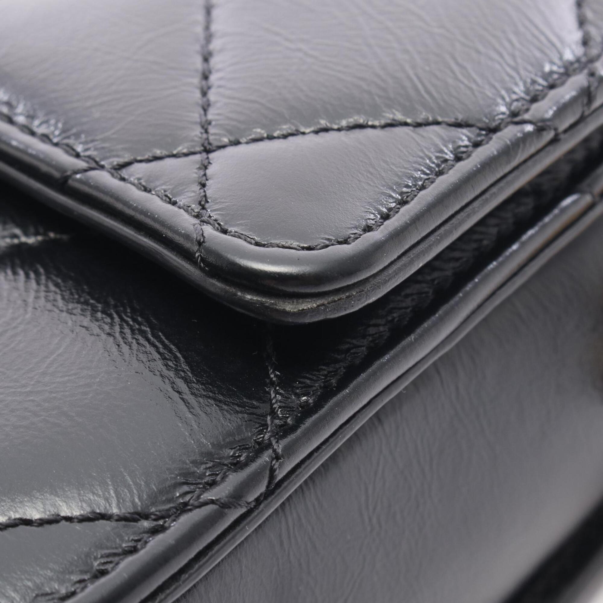 Chanel Black Leather Handbag Shoulder Bag (Pre-Owned)