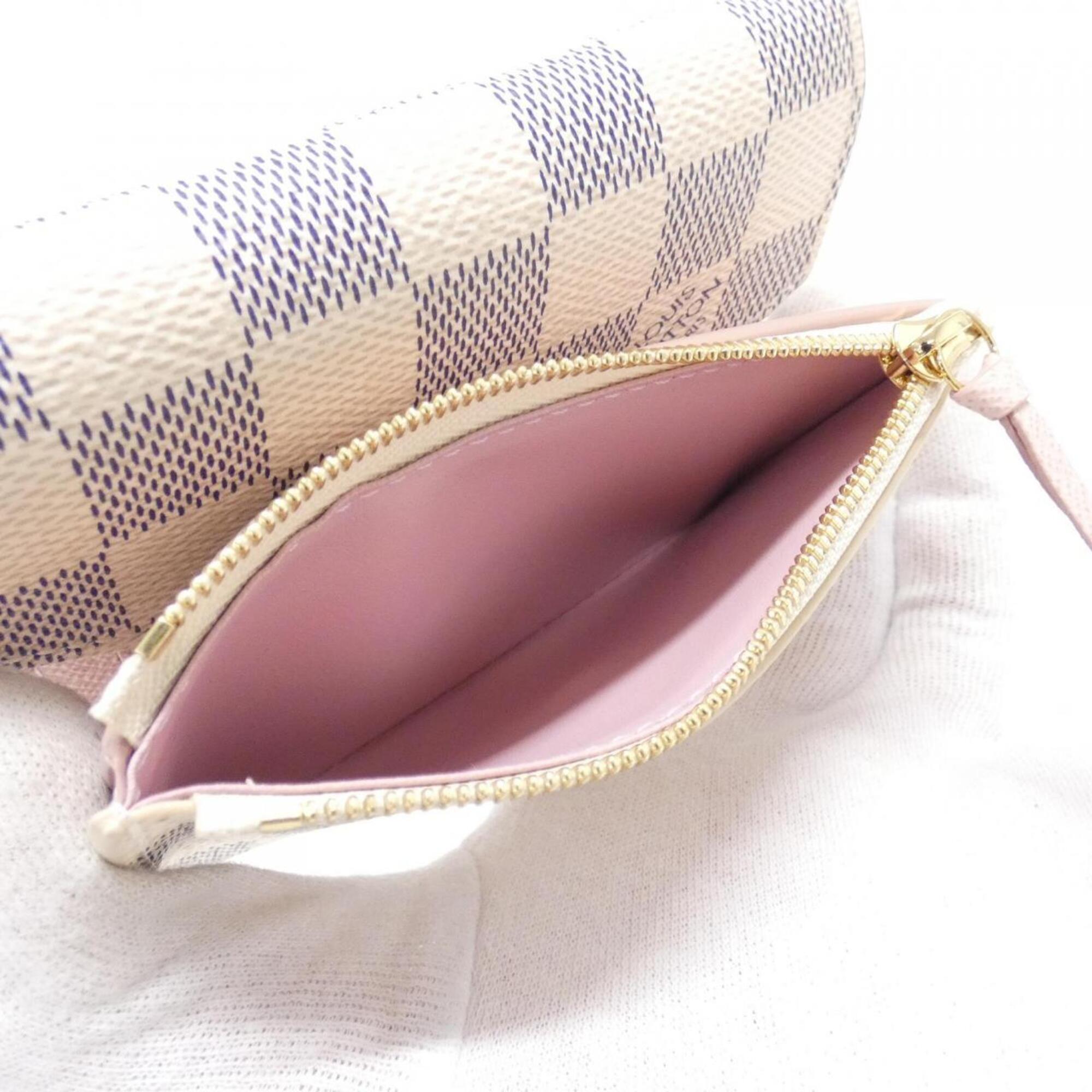 Louis Vuitton Damier Azur Azur Rose Ballerine Coated Canvas Wallet (Tri-Fold) (Pre-Owned)