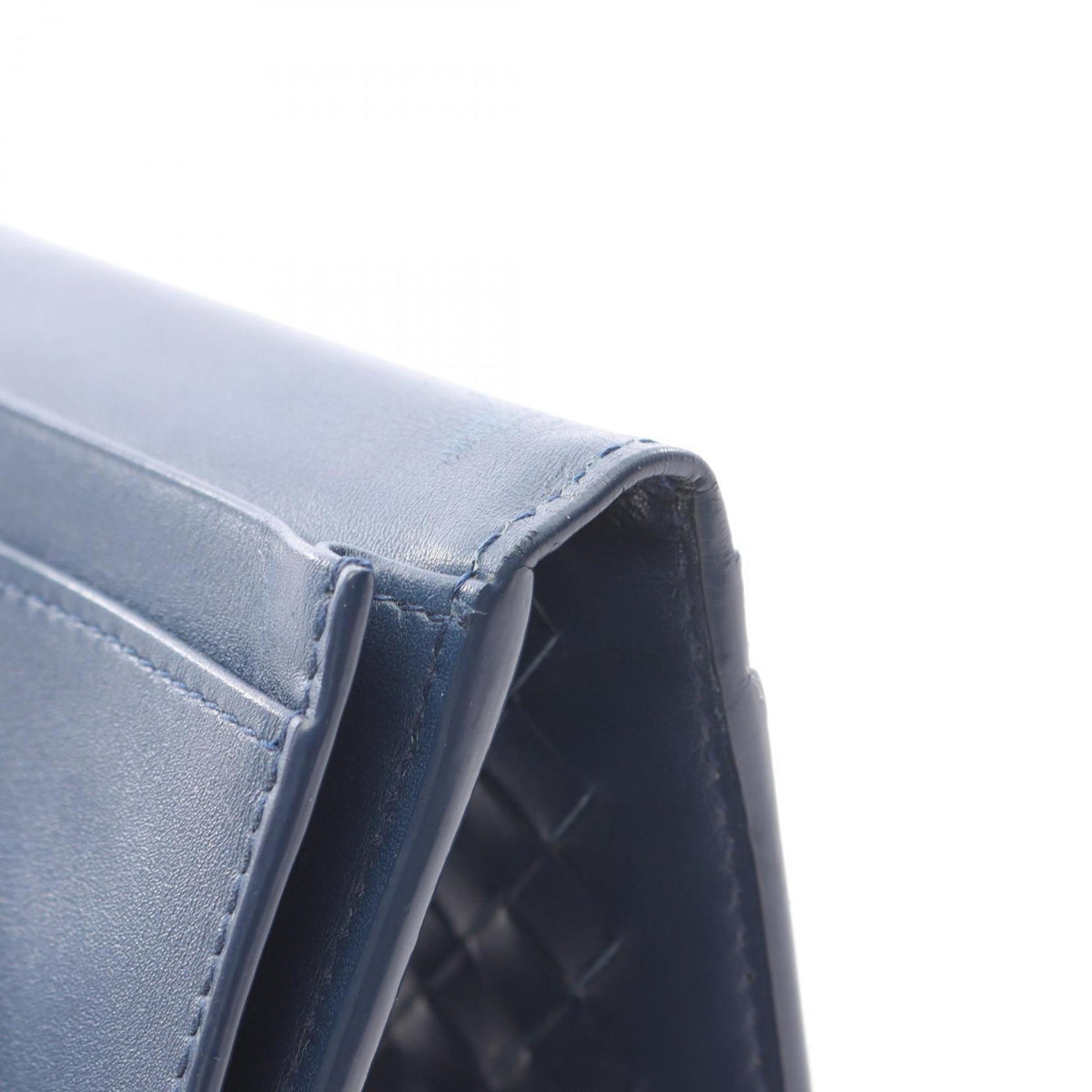 Bottega Veneta Blue Leather Long Wallet (Bi-Fold) (Pre-Owned)